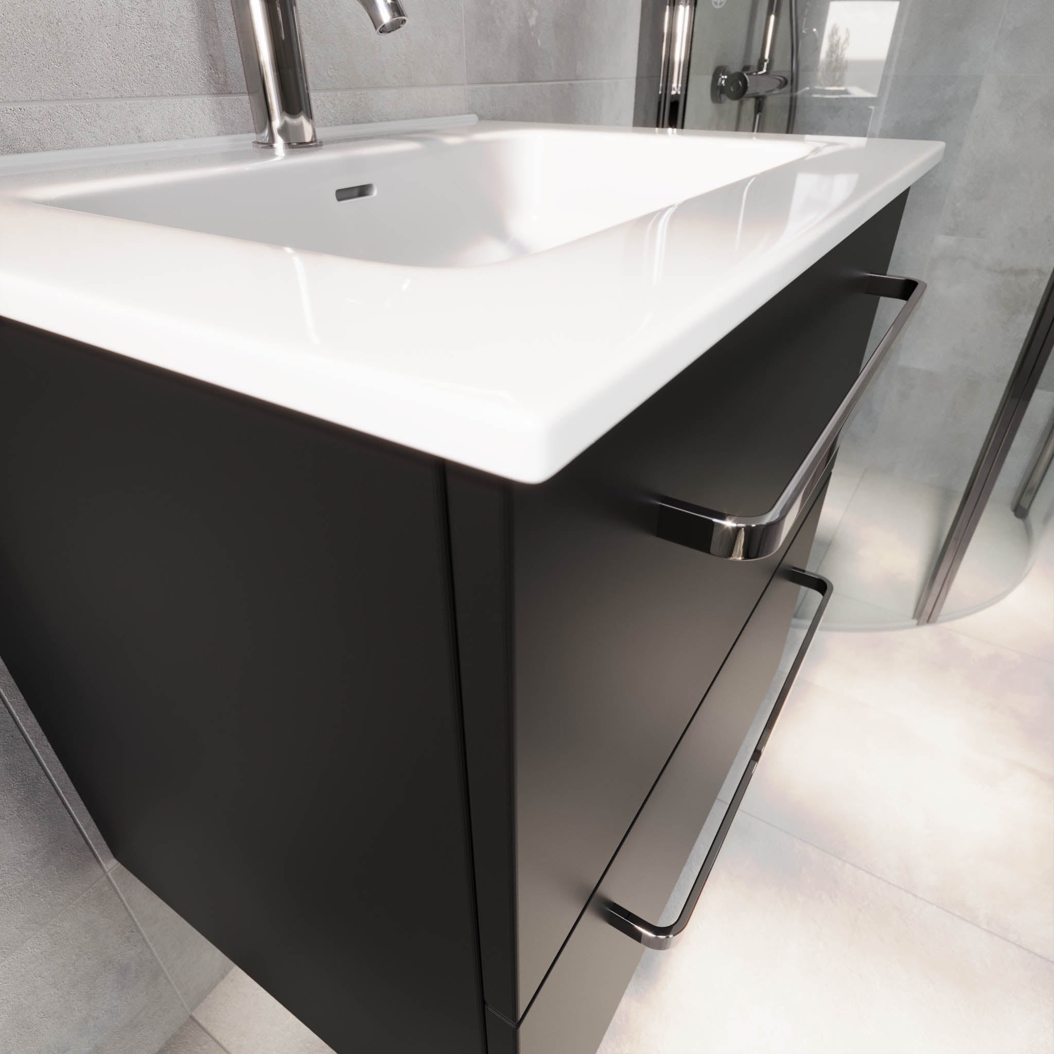 Voss, Furniture Set - Basin & Cabinet, Black Mat - 120 cm - MASTERSTORE - 8595677194388 - Furniture Set - Basin & Cabinet - 70-120-54-02-60 - 8595677194388