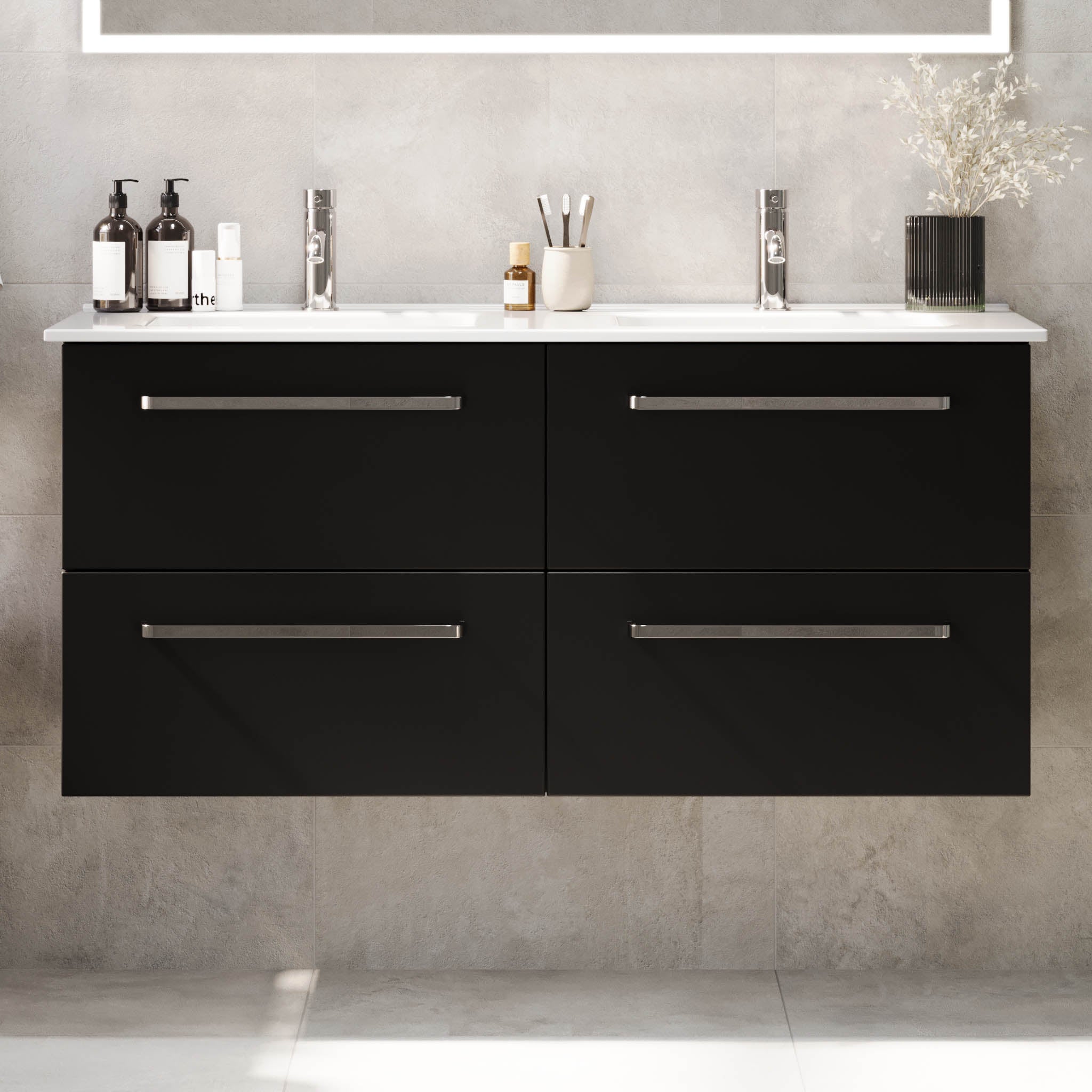 Voss, Furniture Set - Basin & Cabinet, Black Mat - 120 cm - MASTERSTORE - 8595677194388 - Furniture Set - Basin & Cabinet - 70-120-54-02-60 - 8595677194388