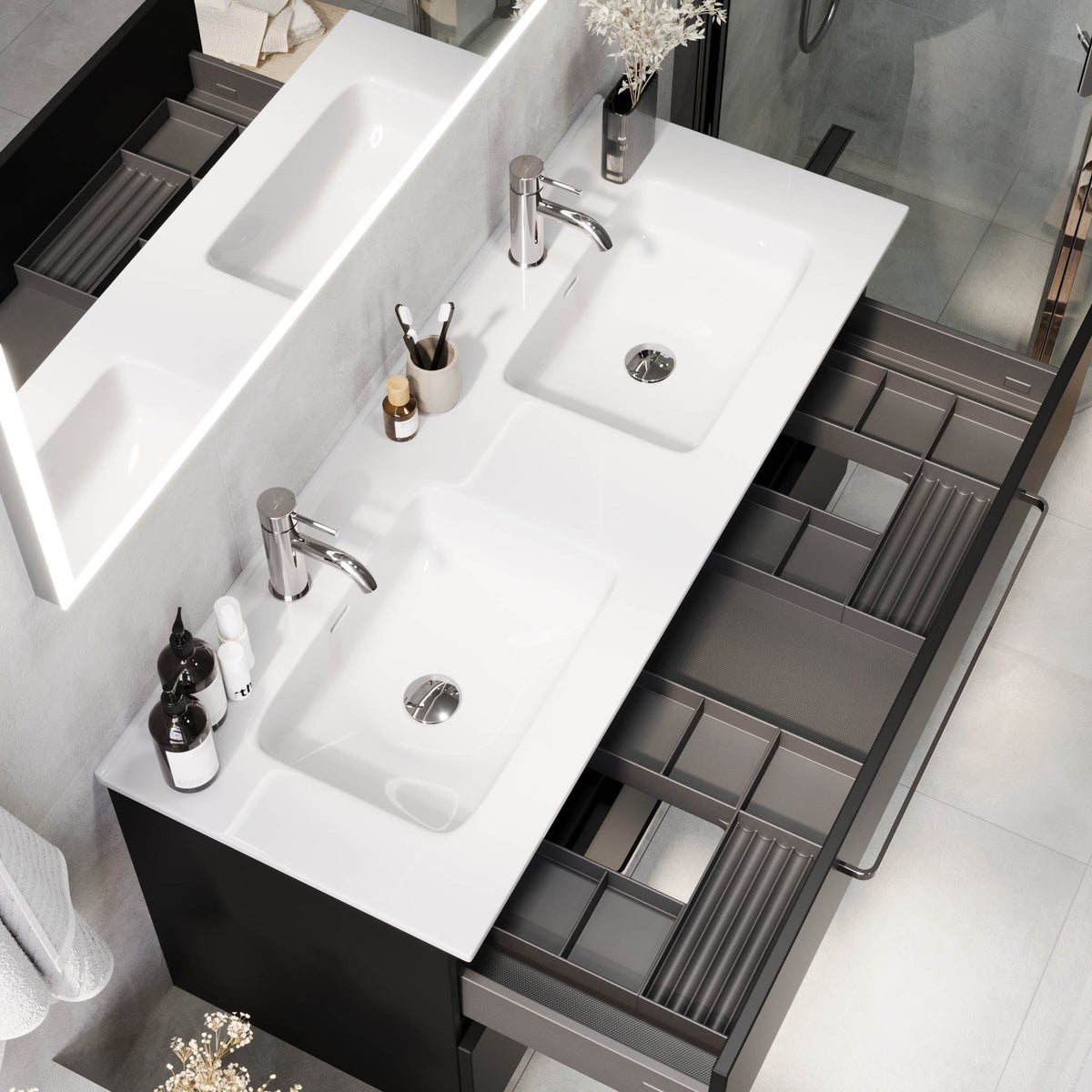 Voss, Furniture Set - Basin & Cabinet, Black Mat - 120 cm - MASTERSTORE - 8595677194401 - Furniture Set - Basin & Cabinet - 70-120-54-02-62 - 8595677194401