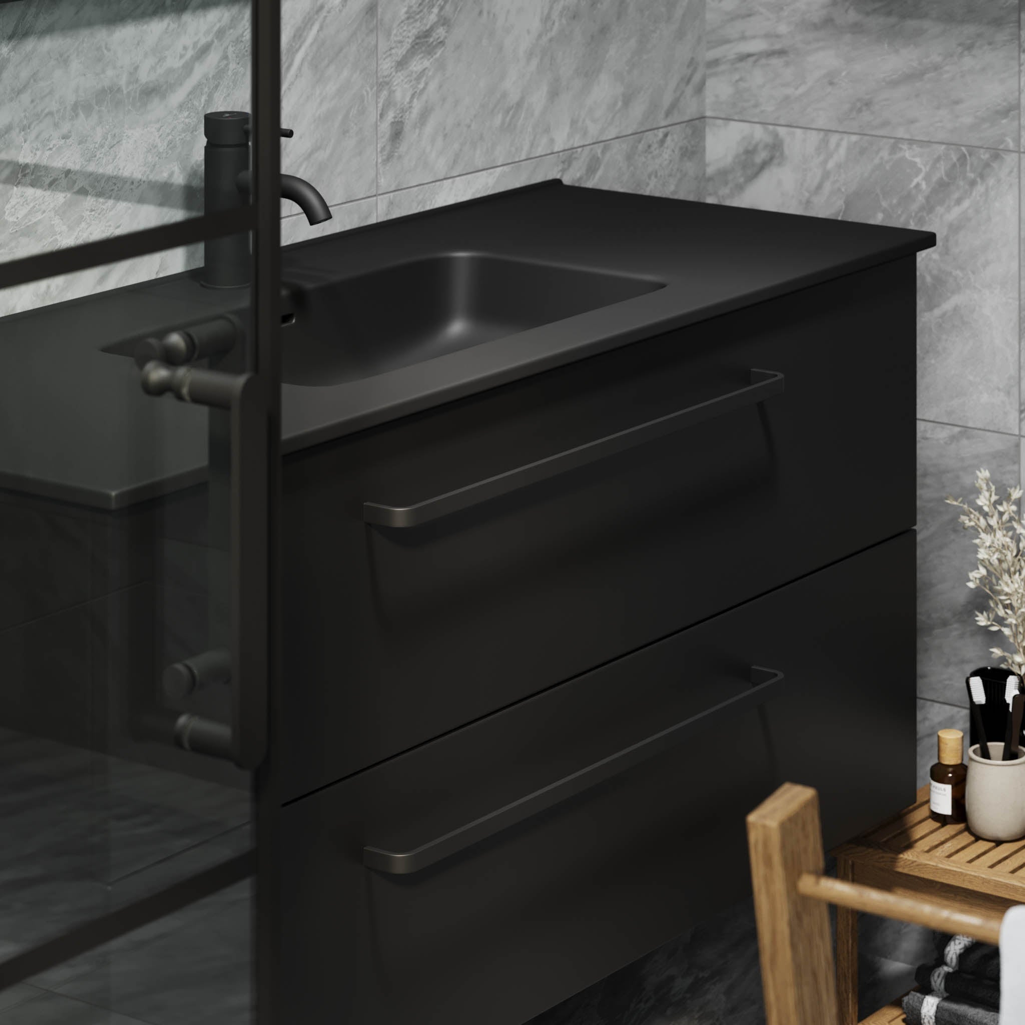 Vegsund, Furniture Set - Basin & Cabinet, Black Mat - 60 cm - MASTERSTORE - 8595677194432 - Furniture Set - Basin & Cabinet - 70-060-56-02-60 - 8595677194432