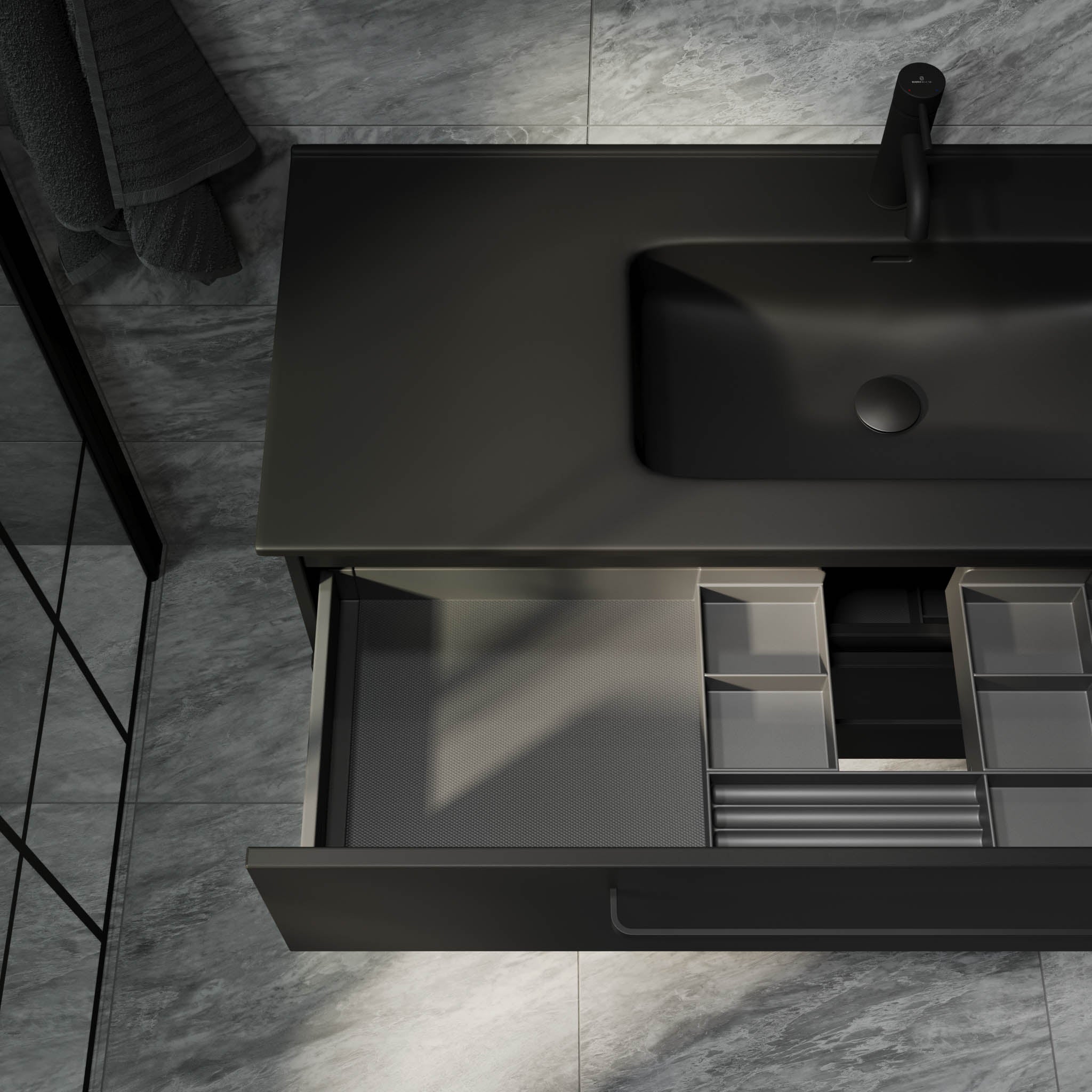 Vegsund, Furniture Set - Basin & Cabinet, Black Mat - 80 cm - MASTERSTORE - 8595677194449 - Furniture Set - Basin & Cabinet - 70-080-56-02-60 - 8595677194449
