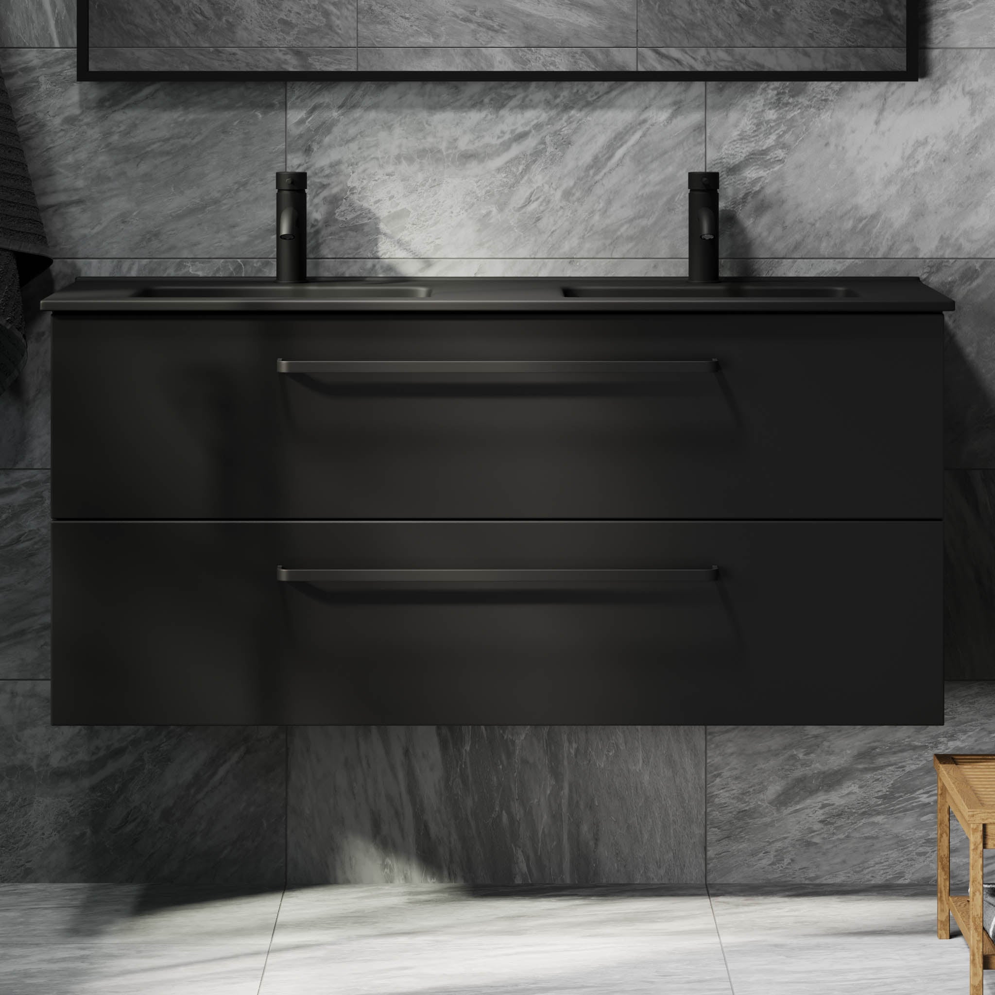 Vegsund, Furniture Set - Basin & Cabinet, Black Mat - 120 cm - MASTERSTORE - 8595677194487 - Furniture Set - Basin & Cabinet - 70-120-56-02-62 - 8595677194487