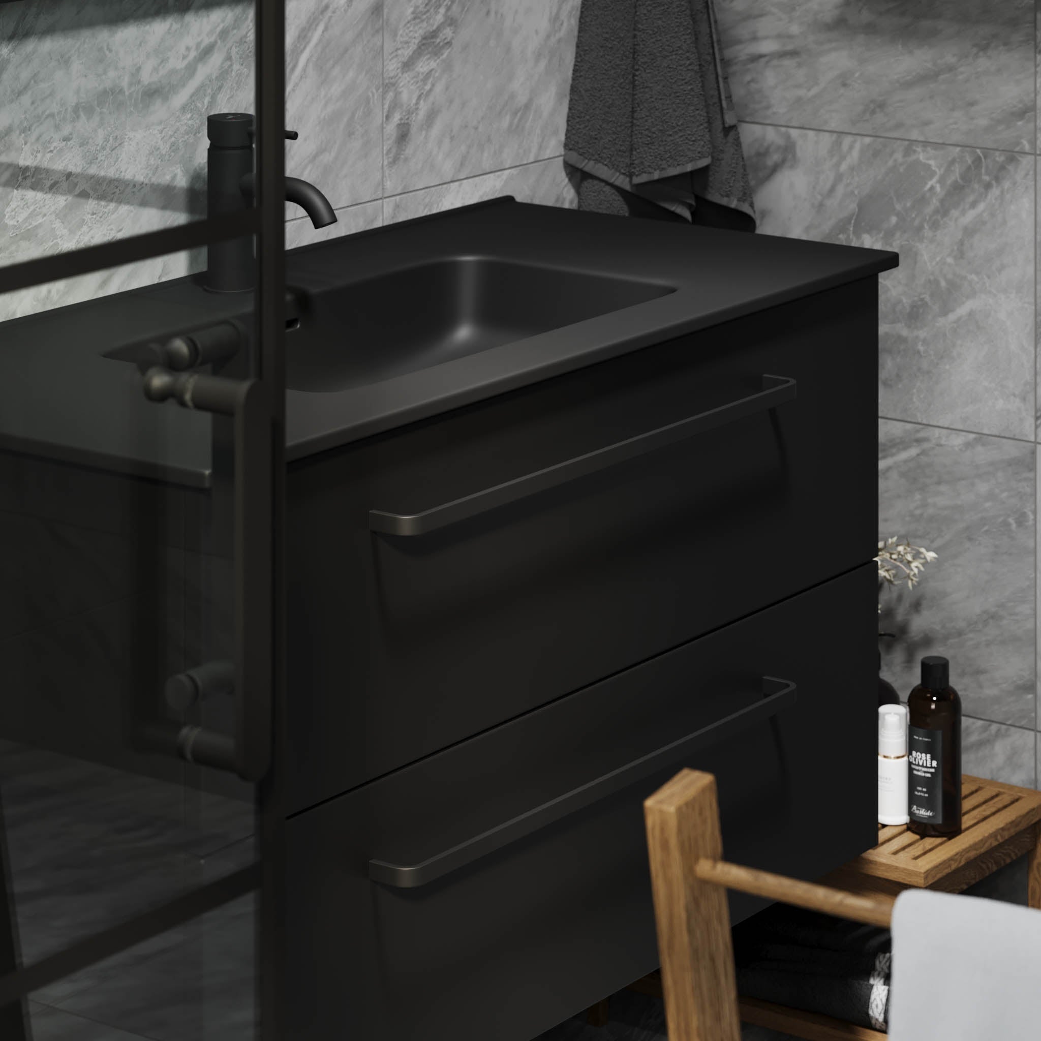Vegsund, Furniture Set - Basin & Cabinet, Black Mat - 120 cm - MASTERSTORE - 8595677194487 - Furniture Set - Basin & Cabinet - 70-120-56-02-62 - 8595677194487