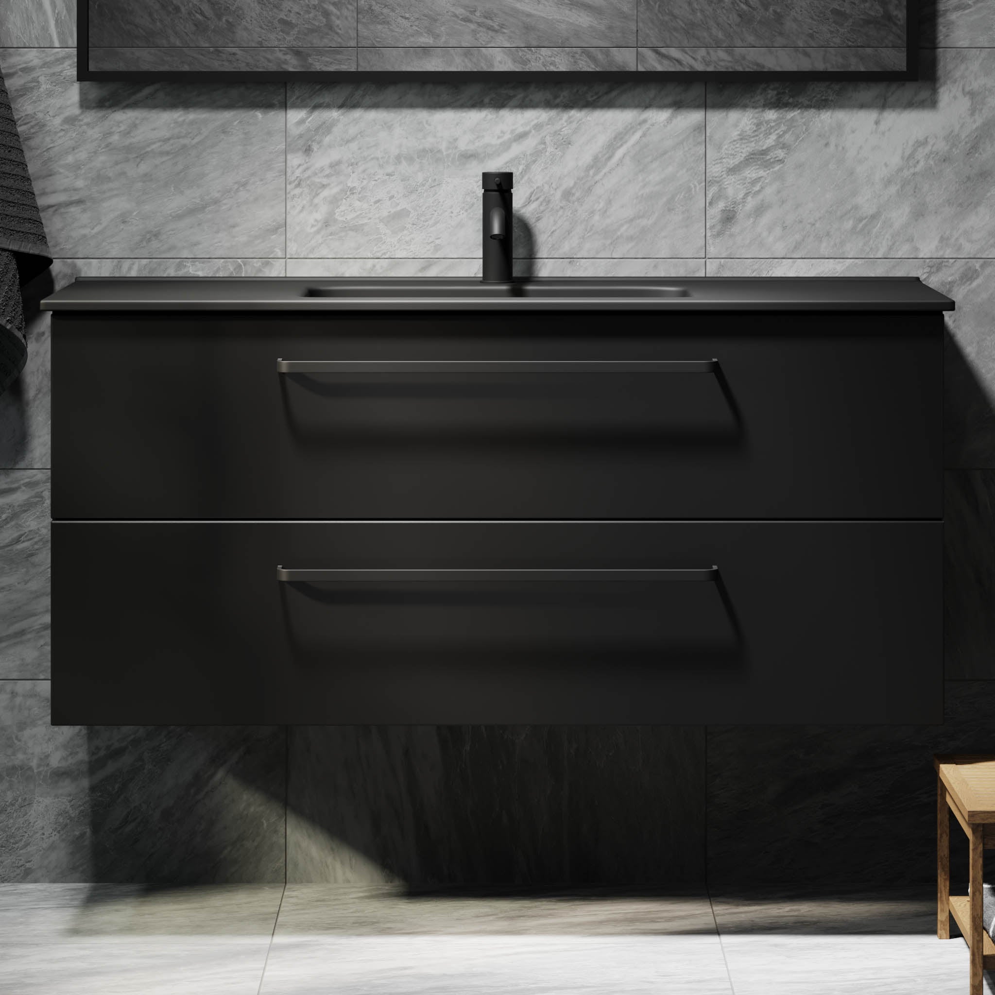 Vegsund, Furniture Set - Basin & Cabinet, Black Mat - 120 cm - MASTERSTORE - 8595677194487 - Furniture Set - Basin & Cabinet - 70-120-56-02-62 - 8595677194487