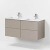 Bathroom furniture with classic fronts - 120x46x57 cm - sandstone mist - solid surface double basin - Viborg - MASTERSTORE - 8595677196993 - Furniture Set - Basin & Cabinet - 70-120-52-30-81 - 8595677196993