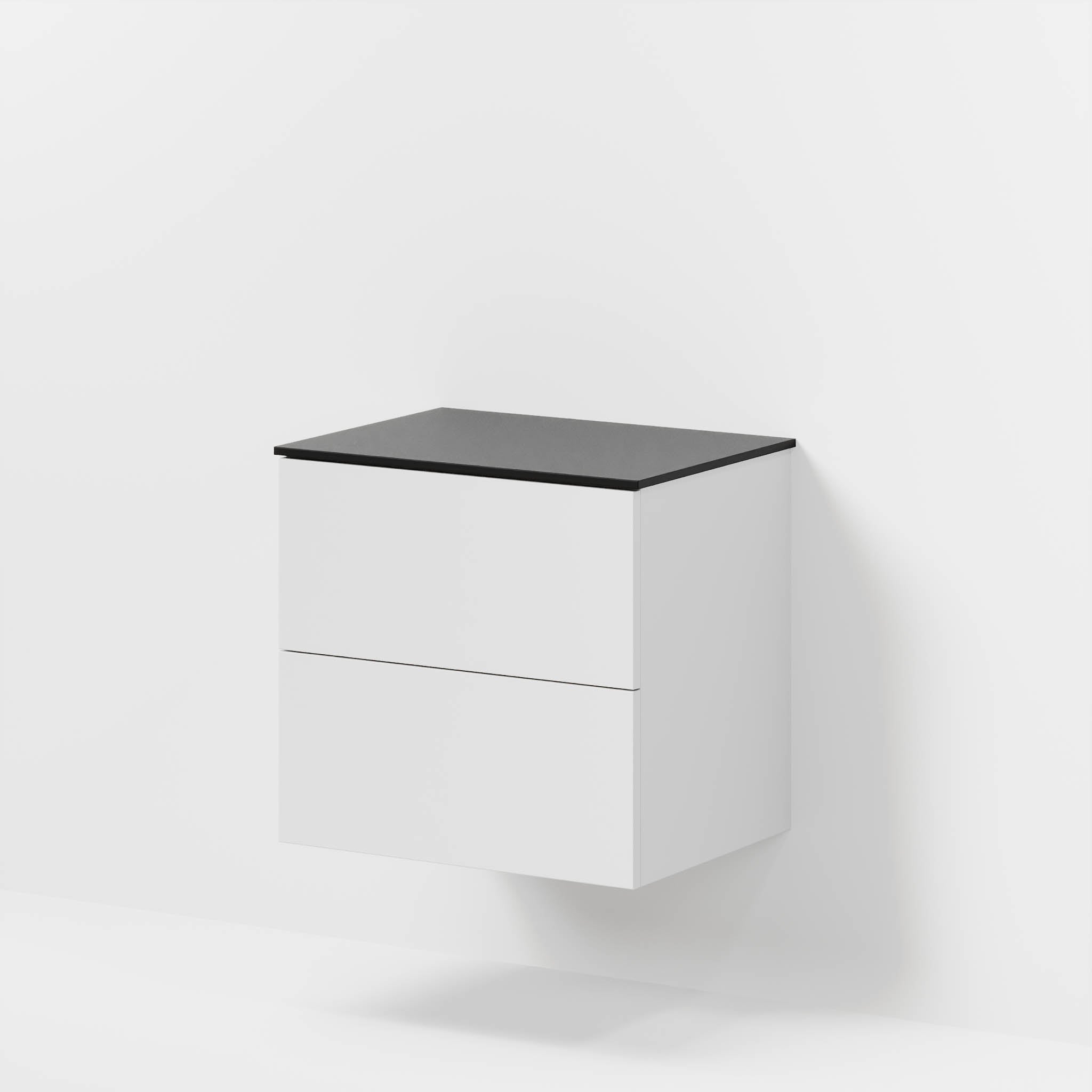 Bathroom furniture with classic fronts - 60x46x56 cm - white mat - melamine countertop in black mat - Virklund - MASTERSTORE - 8595677197273 - Furniture Set - Cabinet & Front - 70-060-10-01-80 - 8595677197273