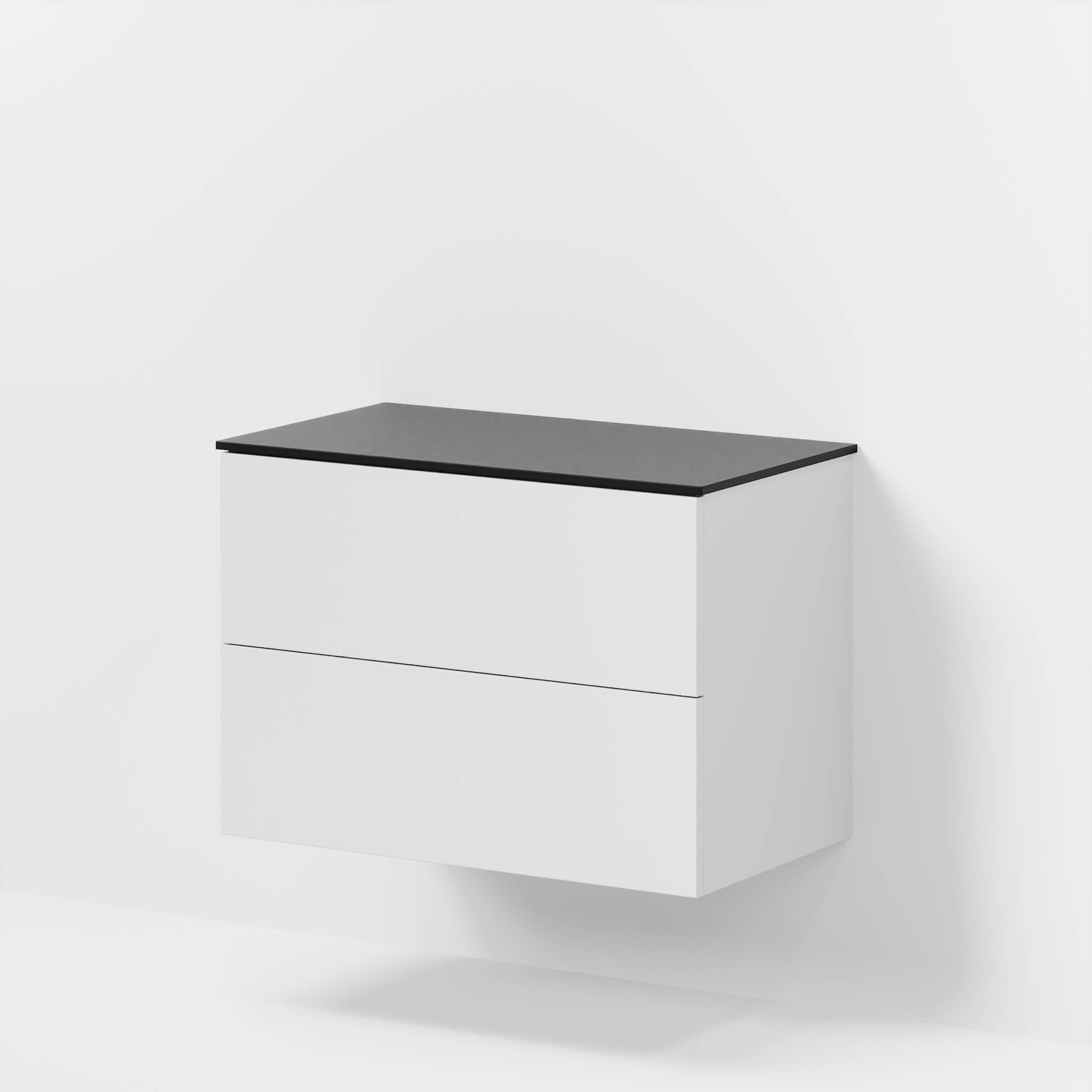 Bathroom furniture with classic fronts - 80x46x56 cm - white mat - melamine countertop in black mat - Virklund - MASTERSTORE - 8595677197280 - Furniture Set - Cabinet & Front - 70-080-10-01-80 - 8595677197280