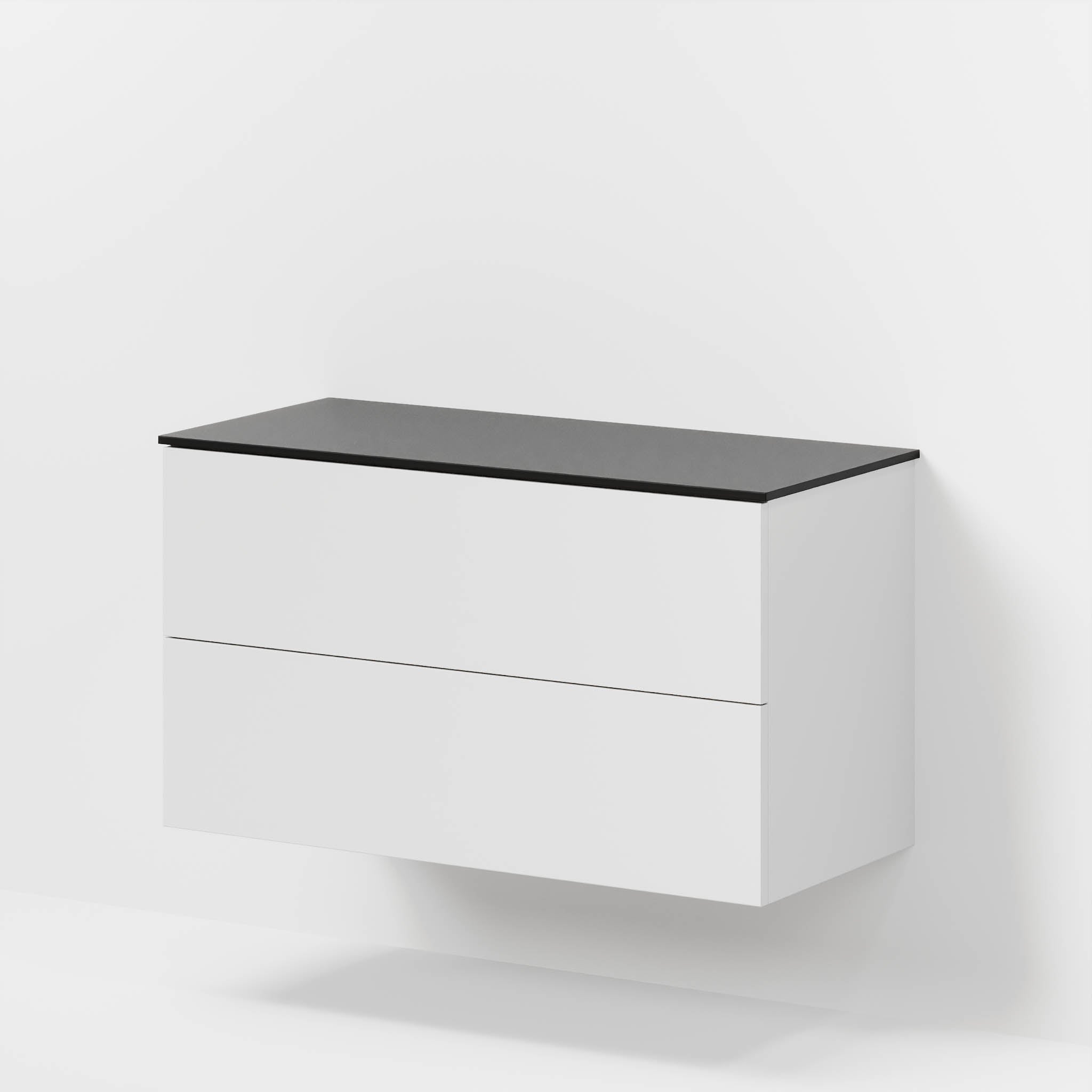 Bathroom furniture with classic fronts - 100x46x56 cm - white mat - melamine countertop in black mat - Virklund - MASTERSTORE - 8595677197297 - Furniture Set - Cabinet & Front - 70-100-10-01-80 - 8595677197297