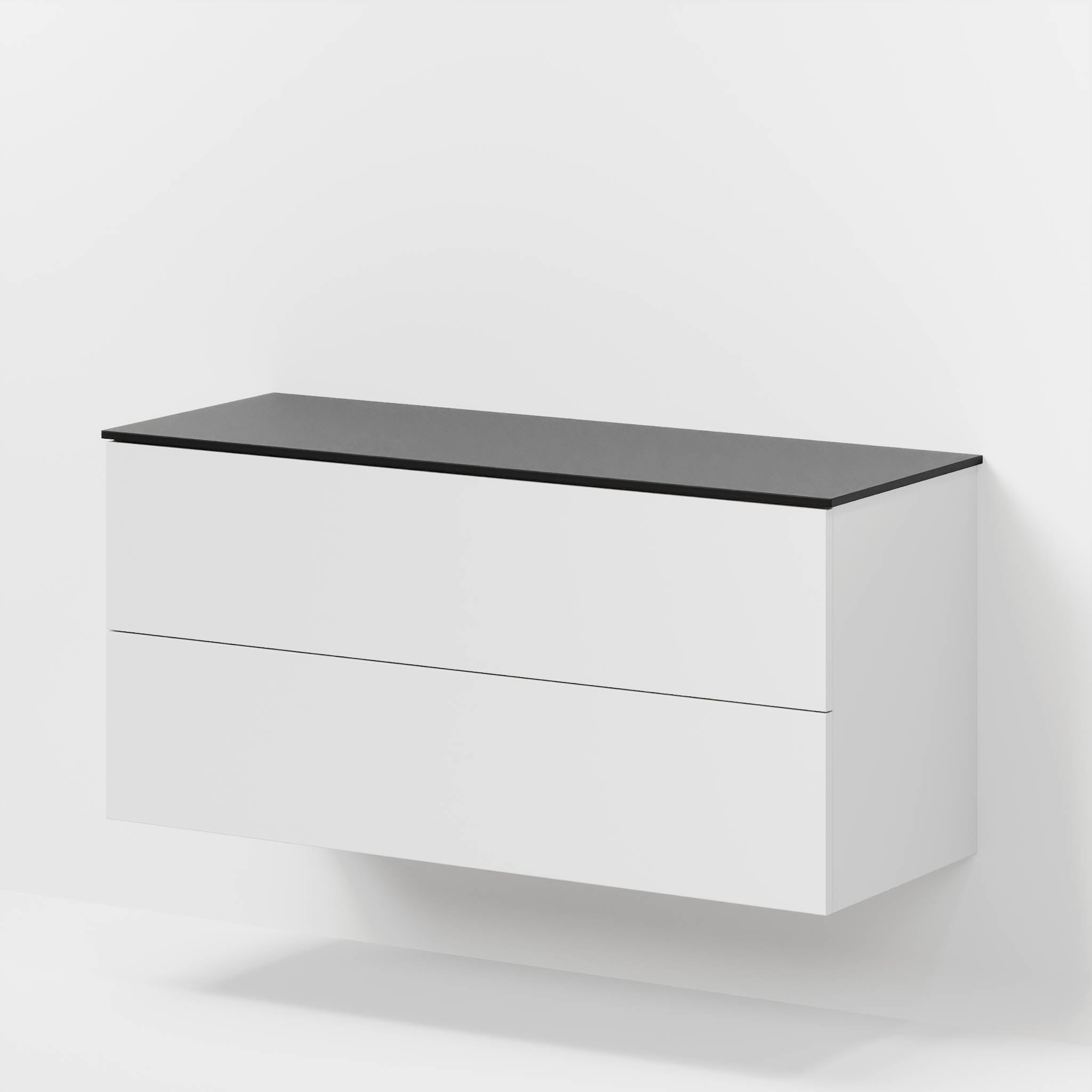 Bathroom furniture with classic fronts - 120x46x56 cm - white mat - melamine countertop in black mat - Virklund - MASTERSTORE - 8595677197303 - Furniture Set - Cabinet & Front - 70-120-10-01-80 - 8595677197303
