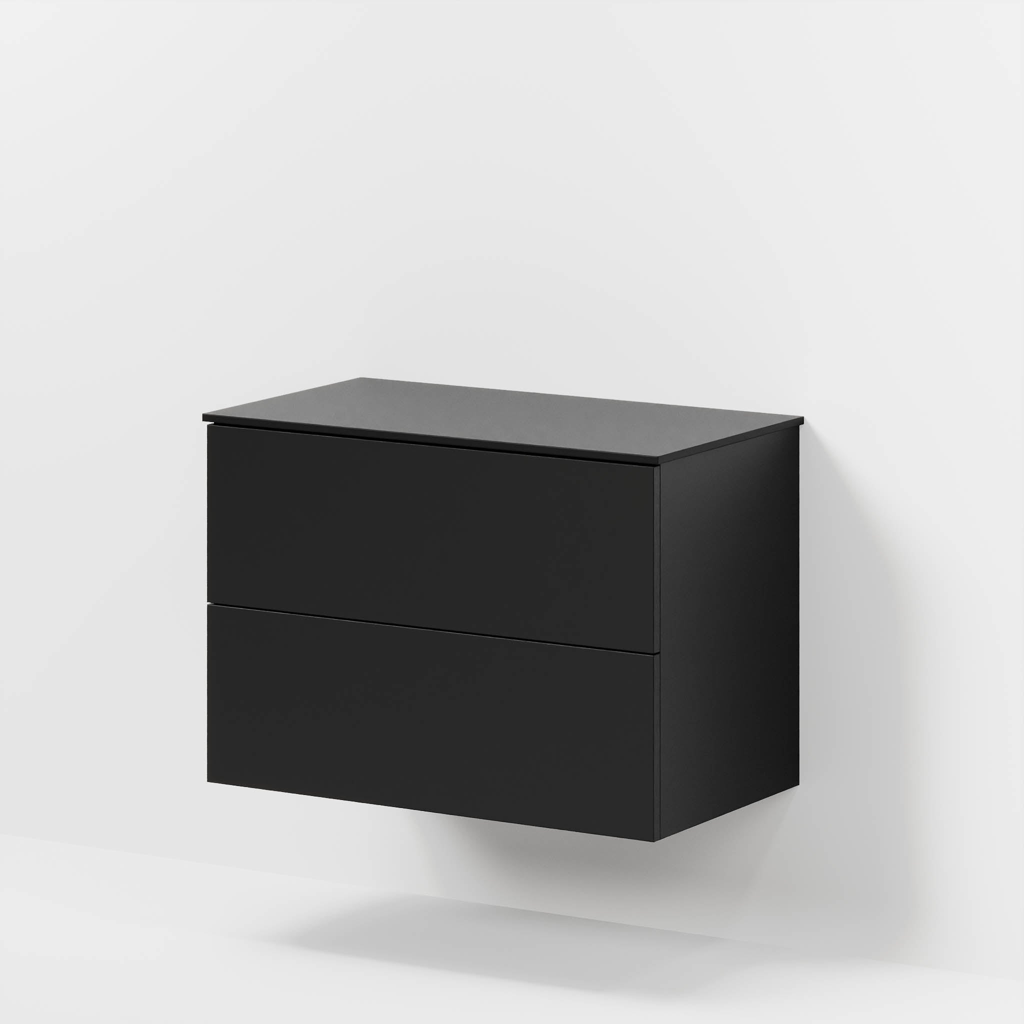 Bathroom furniture with classic fronts - 80x46x56 cm - black mat - melamine countertop in black mat - Virklund - MASTERSTORE - 8595677197341 - Furniture Set - Cabinet & Front - 70-080-10-02-80 - 8595677197341