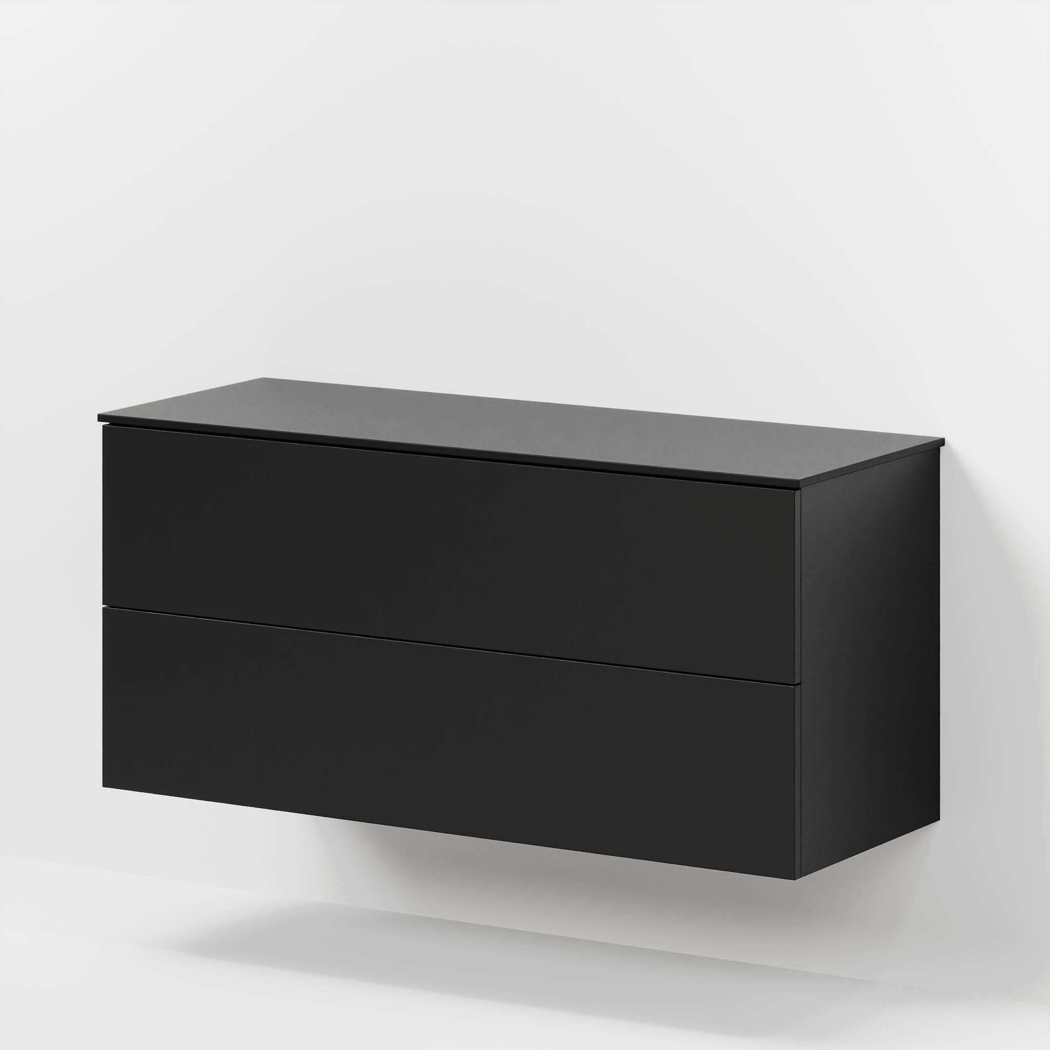 Bathroom furniture with classic fronts - 120x46x56 cm - black mat - melamine countertop in black mat - Virklund - MASTERSTORE - 8595677197365 - Furniture Set - Cabinet & Front - 70-120-10-02-80 - 8595677197365