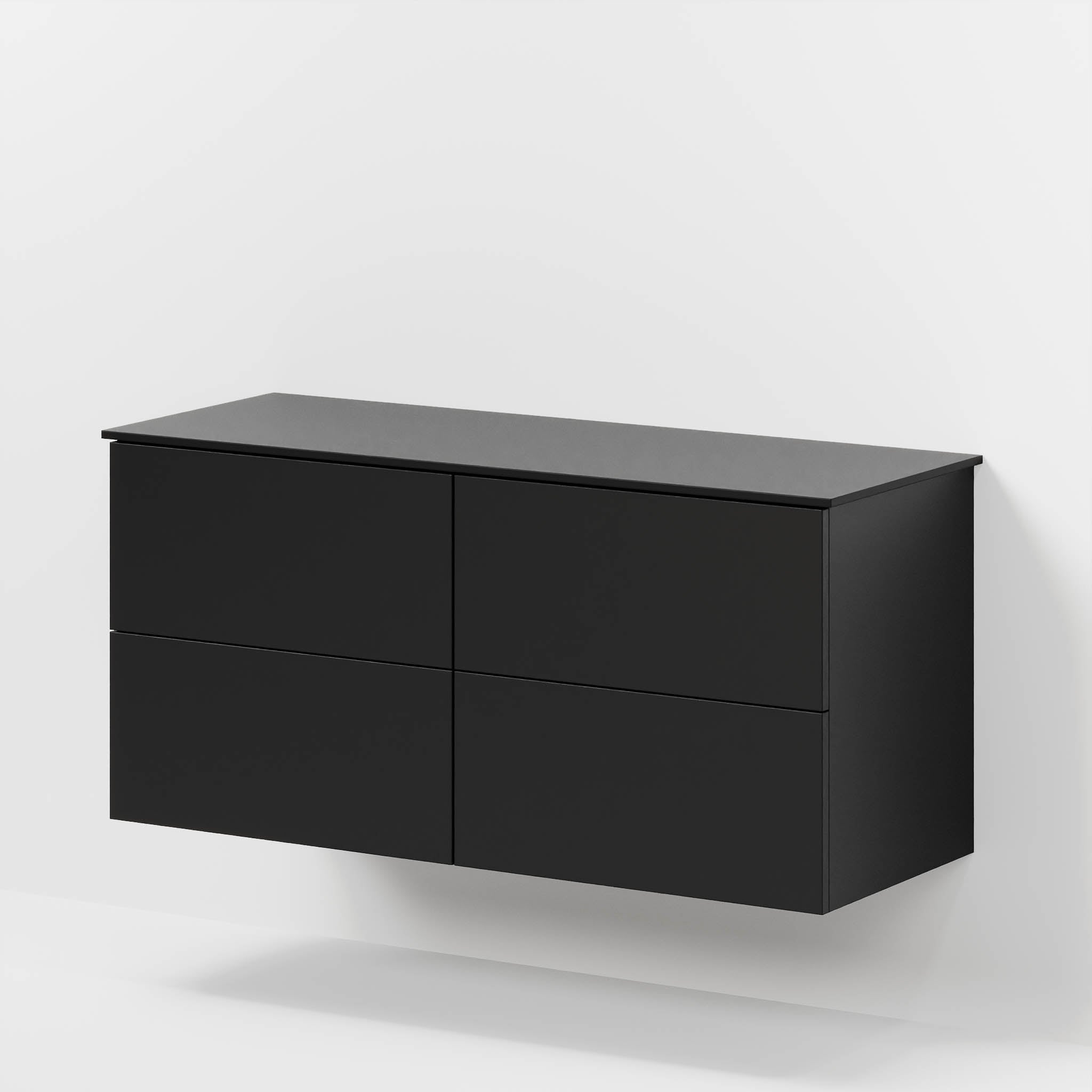 Bathroom furniture with classic fronts - 120x46x56 cm - black mat - melamine countertop in black mat for two wash basins - Virklund - MASTERSTORE - 8595677197372 - Furniture Set - Cabinet & Front - 70-120-10-02-81 - 8595677197372