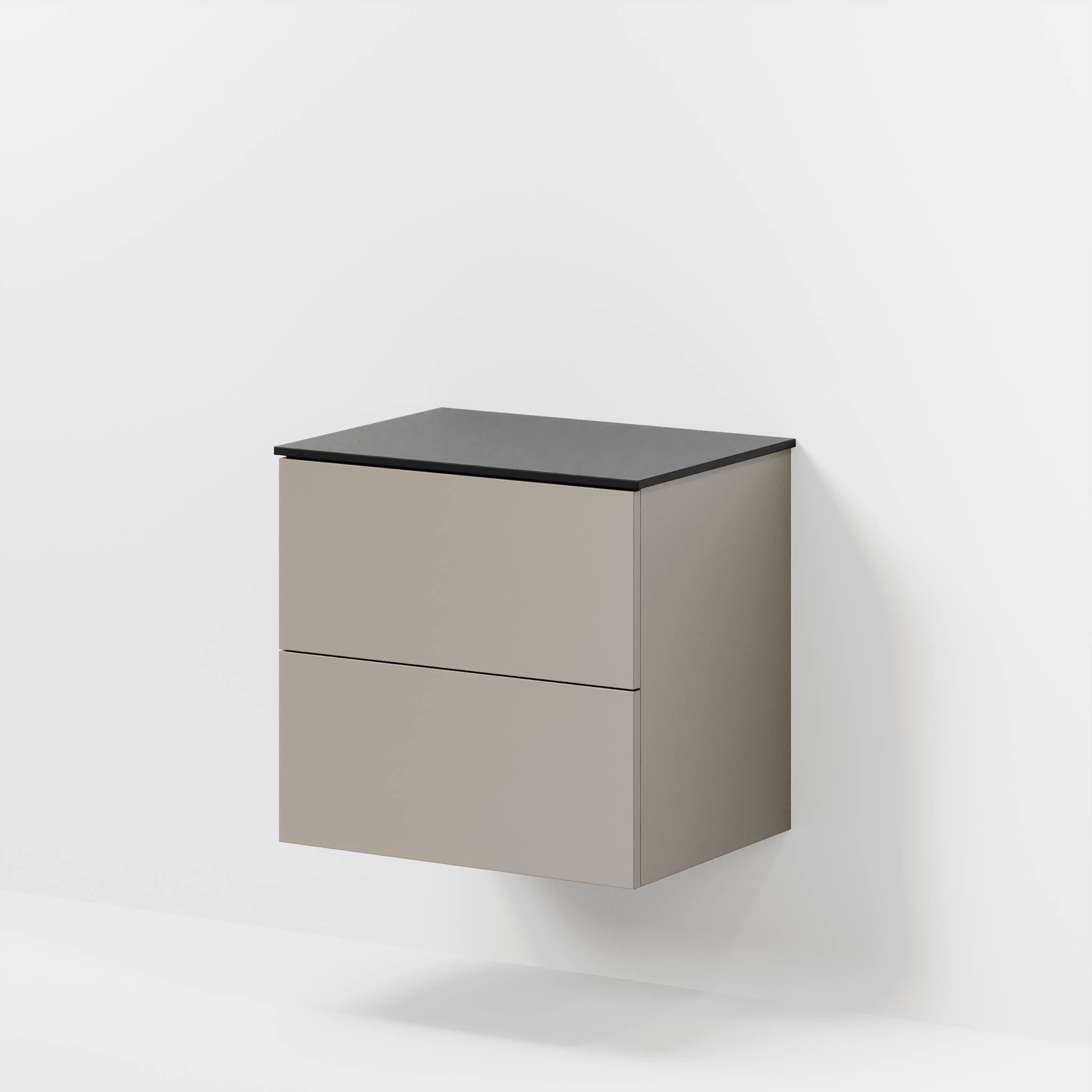 Bathroom furniture with classic fronts - 60x46x56 cm - sandstone mist - melamine countertop in black mat - Virklund - MASTERSTORE - 8595677197396 - Furniture Set - Cabinet & Front - 70-060-10-30-80 - 8595677197396