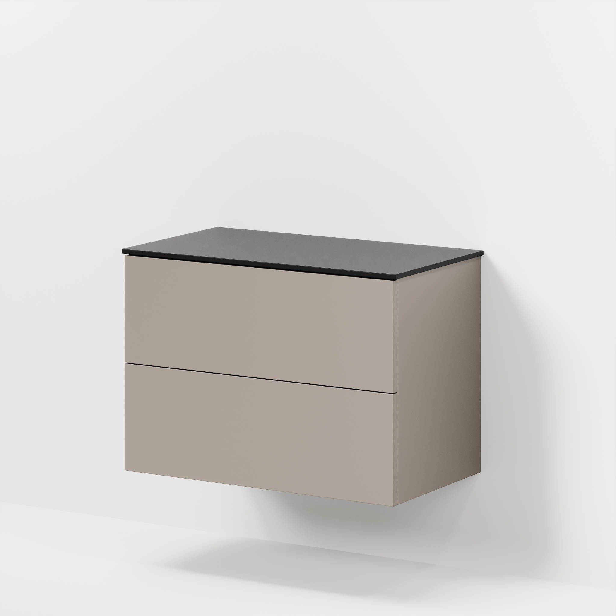Bathroom furniture with classic fronts - 80x46x56 cm - sandstone mist - melamine countertop in black mat - Virklund - MASTERSTORE - 8595677197402 - Furniture Set - Cabinet & Front - 70-080-10-30-80 - 8595677197402