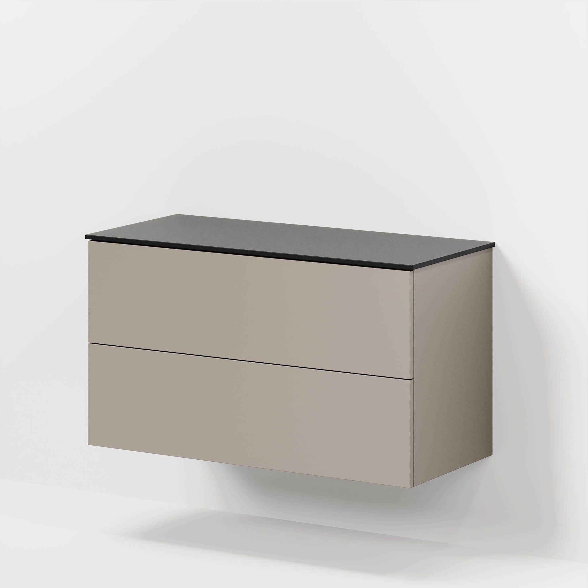 Bathroom furniture with classic fronts - 100x46x56 cm - sandstone mist - melamine countertop in black mat - Virklund - MASTERSTORE - 8595677197419 - Furniture Set - Cabinet & Front - 70-100-10-30-80 - 8595677197419