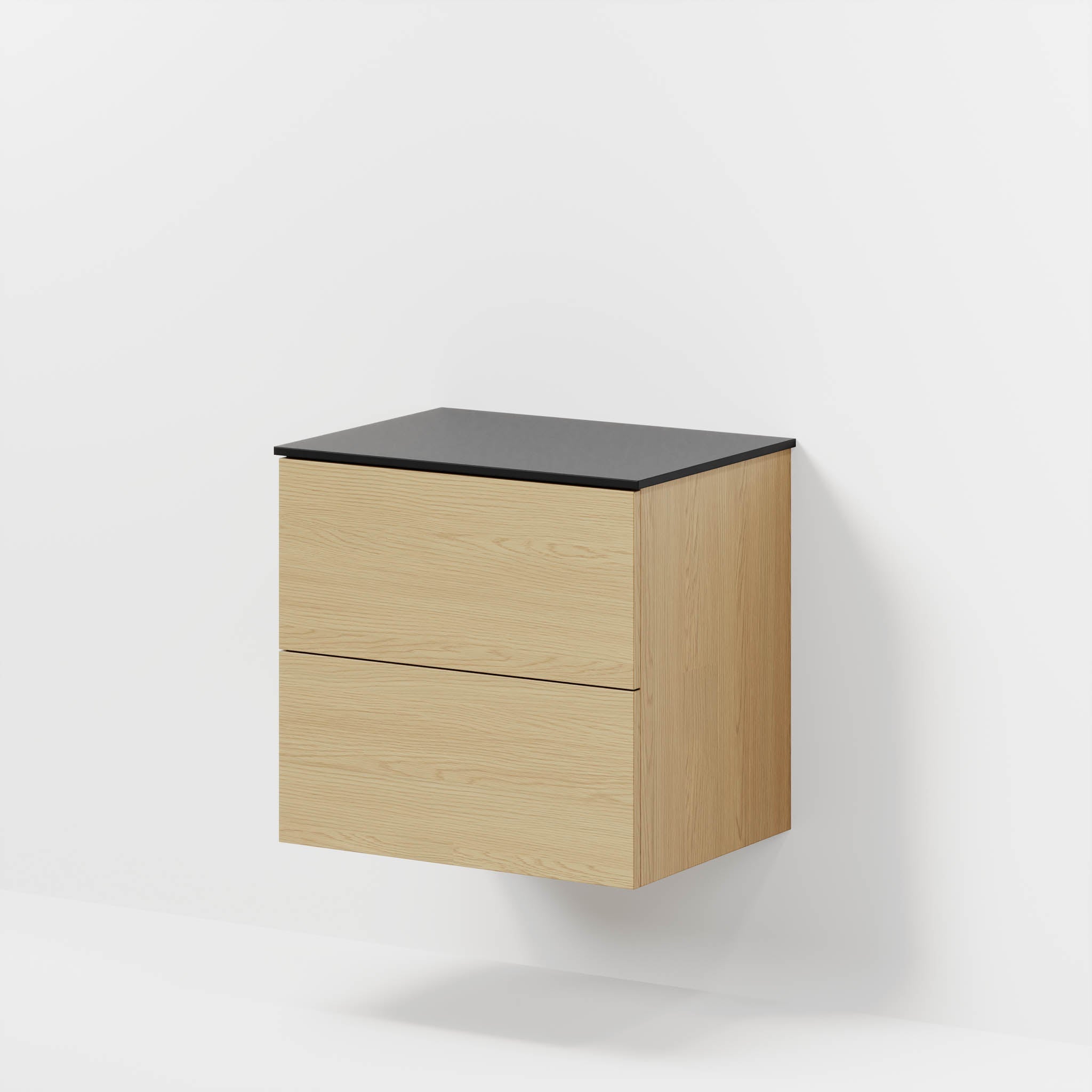 Bathroom furniture with classic fronts - 60x46x56 cm - oak - melamine countertop in black mat - Virklund - MASTERSTORE - 8595677197457 - Furniture Set - Cabinet & Front - 70-060-10-86-80 - 8595677197457