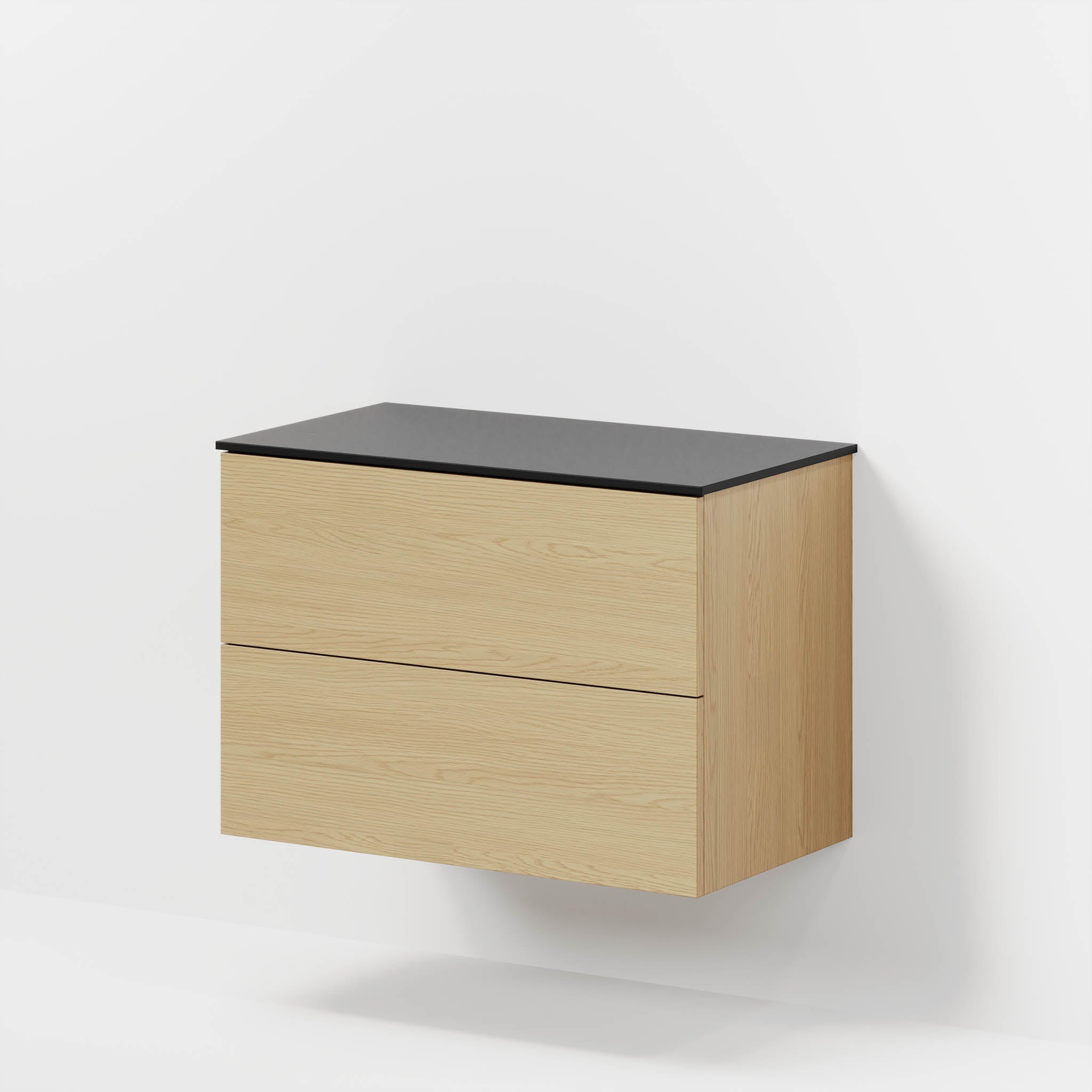 Bathroom furniture with classic fronts - 80x46x56 cm - oak - melamine countertop in black mat - Virklund - MASTERSTORE - 8595677197464 - Furniture Set - Cabinet & Front - 70-080-10-86-80 - 8595677197464