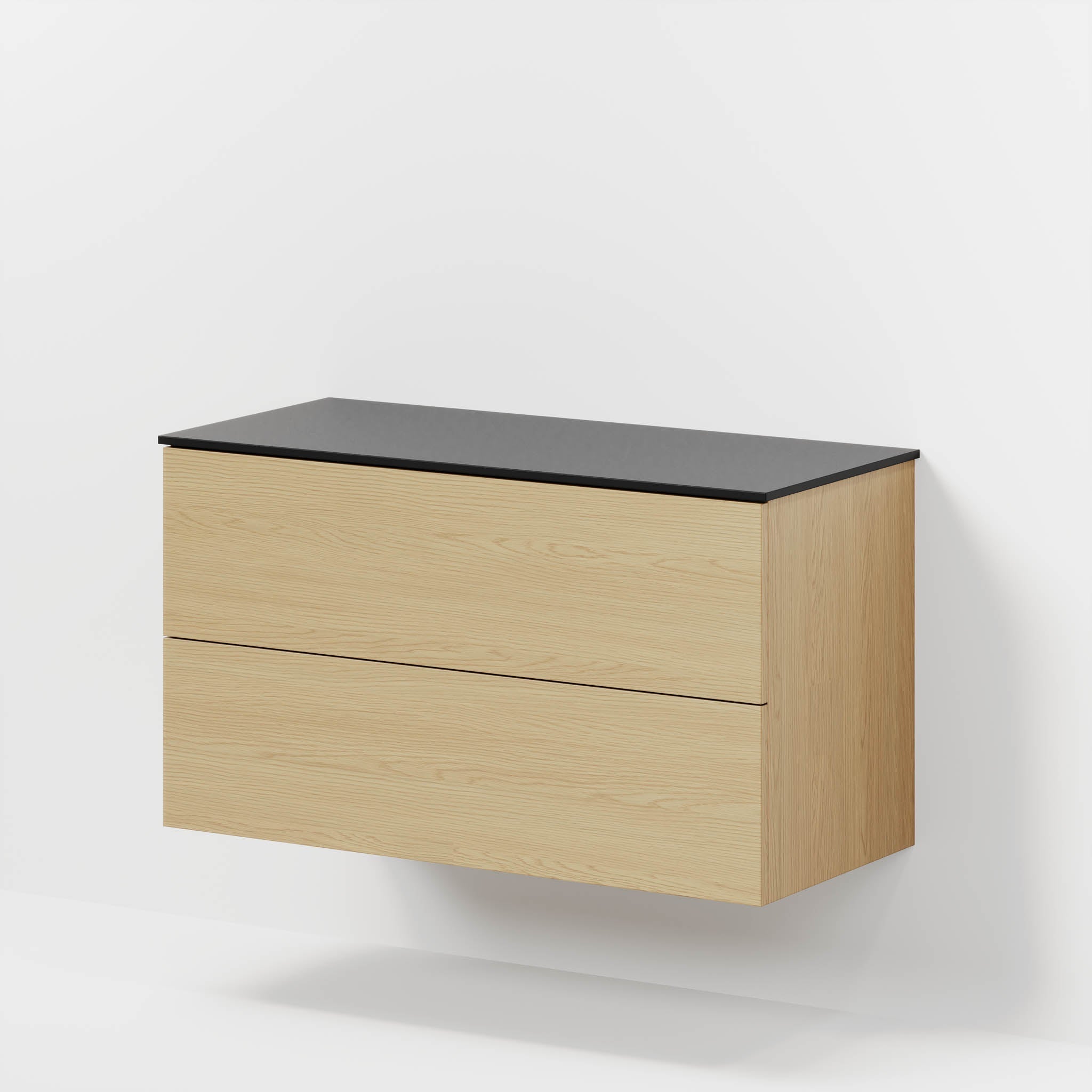 Bathroom furniture with classic fronts - 100x46x56 cm - oak - melamine countertop in black mat - Virklund - MASTERSTORE - 8595677197471 - Furniture Set - Cabinet & Front - 70-100-10-86-80 - 8595677197471