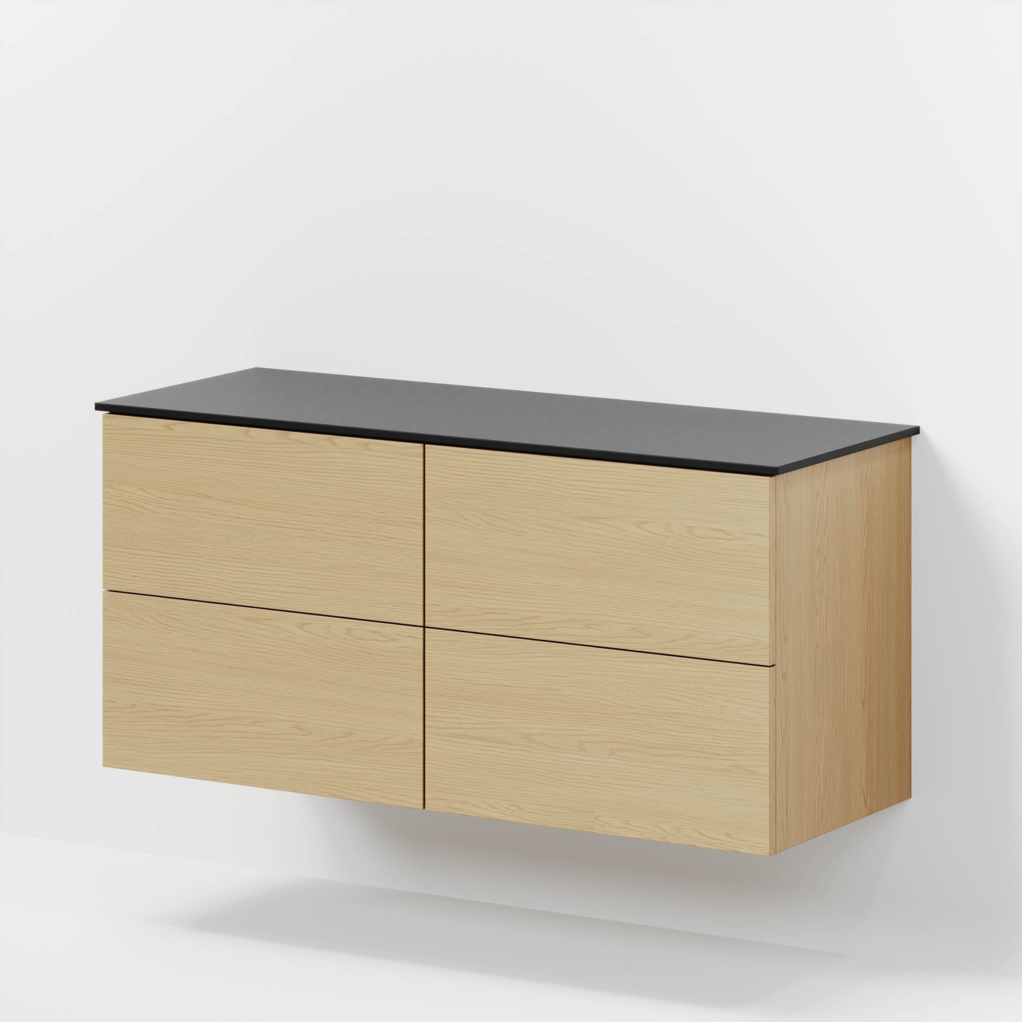 Bathroom furniture with classic fronts - 120x46x56 cm - oak - melamine countertop in black mat for two wash basins - Virklund - MASTERSTORE - 8595677197495 - Furniture Set - Cabinet & Front - 70-120-10-86-81 - 8595677197495
