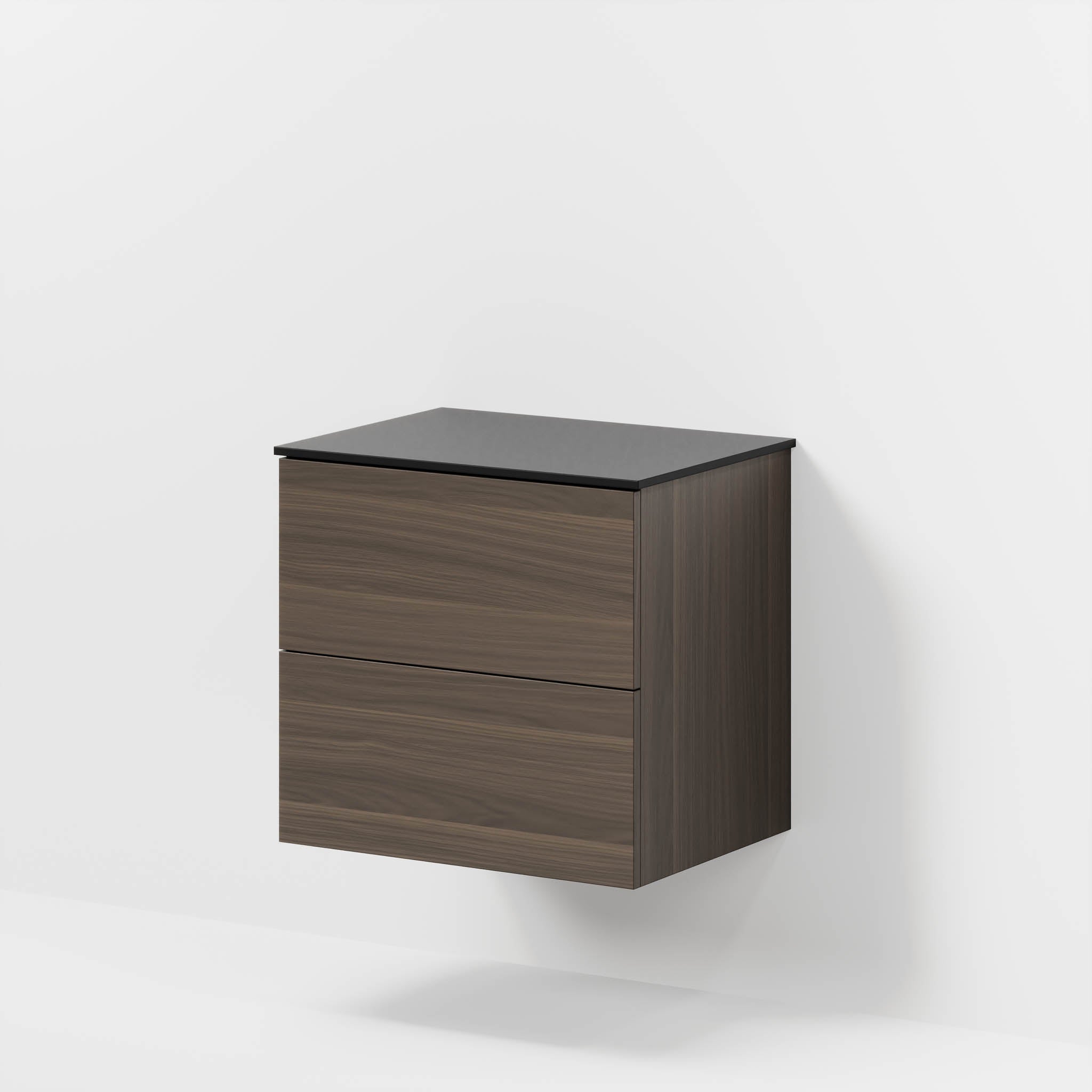 Bathroom furniture with classic fronts - 60x46x56 cm - walnut - melamine countertop in black mat - Virklund - MASTERSTORE - 8595677197518 - Furniture Set - Cabinet & Front - 70-060-10-84-80 - 8595677197518
