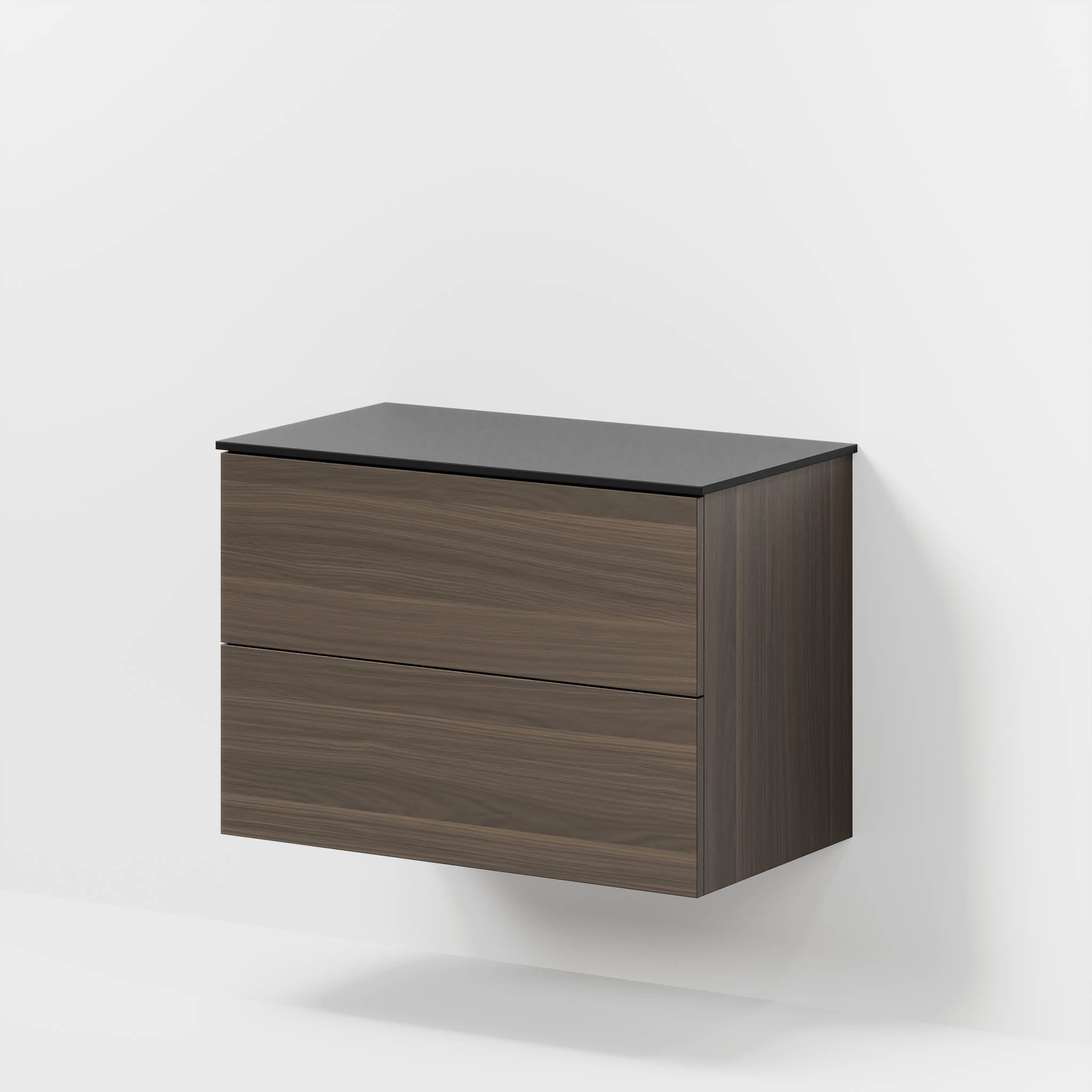 Bathroom furniture with classic fronts - 80x46x56 cm - walnut - melamine countertop in black mat - Virklund - MASTERSTORE - 8595677197525 - Furniture Set - Cabinet & Front - 70-080-10-84-80 - 8595677197525