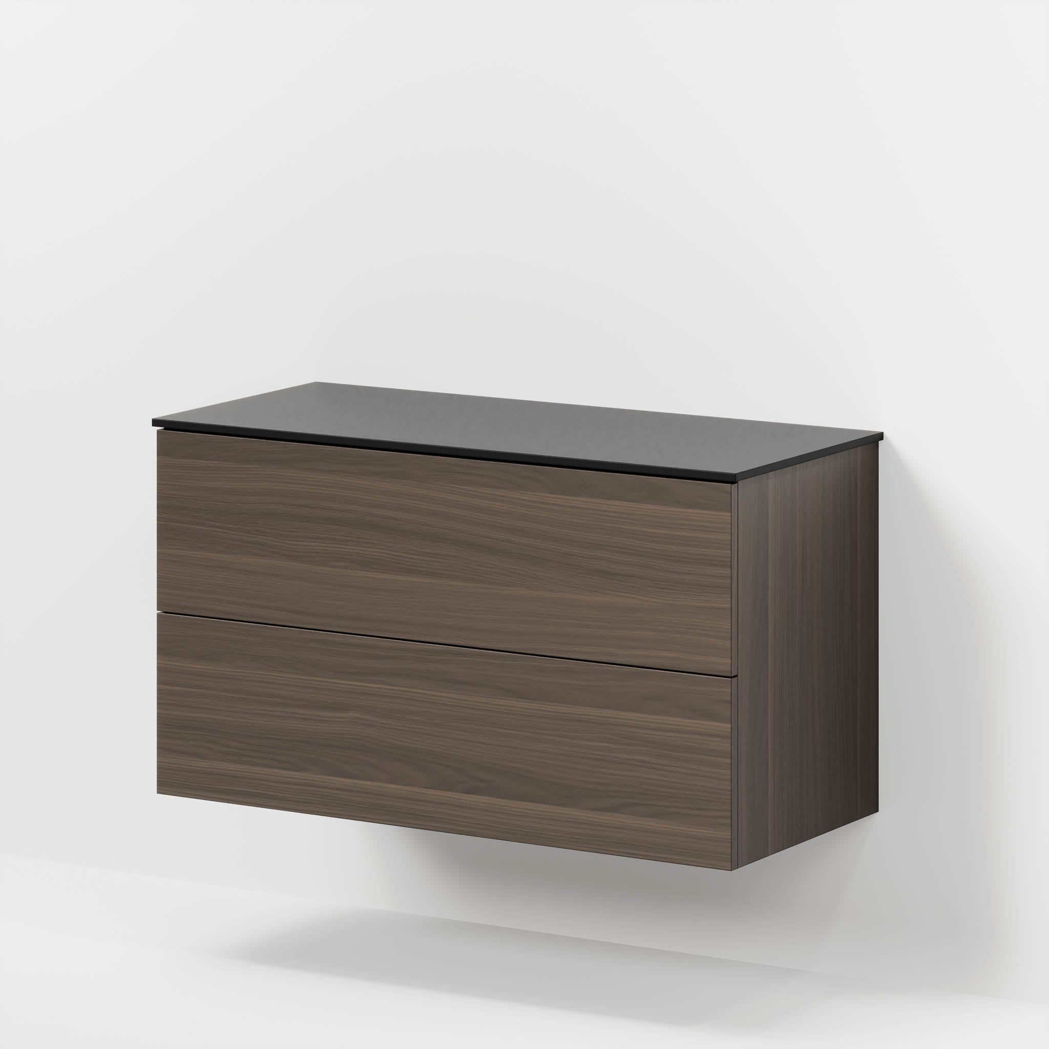 Bathroom furniture with classic fronts - 100x46x56 cm - walnut - melamine countertop in black mat - Virklund - MASTERSTORE - 8595677197532 - Furniture Set - Cabinet & Front - 70-100-10-84-80 - 8595677197532