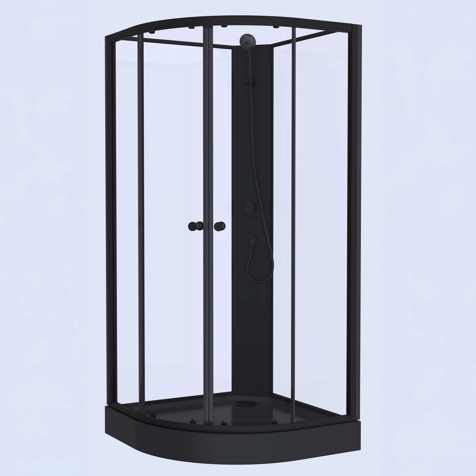 Austin, Shower Cabin Set - Code, Clear/Black - 90 cm - MASTERSTORE - 8595677199468 - Shower Cabin Set - Code - 20 - 090 - 14 - 02 - 02 - 8595677199468