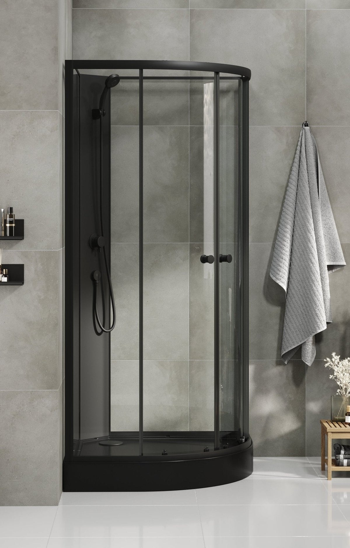 Austin, Shower Cabin Set - Code, Clear/Black - 90 cm - MASTERSTORE - 8595677199468 - Shower Cabin Set - Code - 20 - 090 - 14 - 02 - 02 - 8595677199468