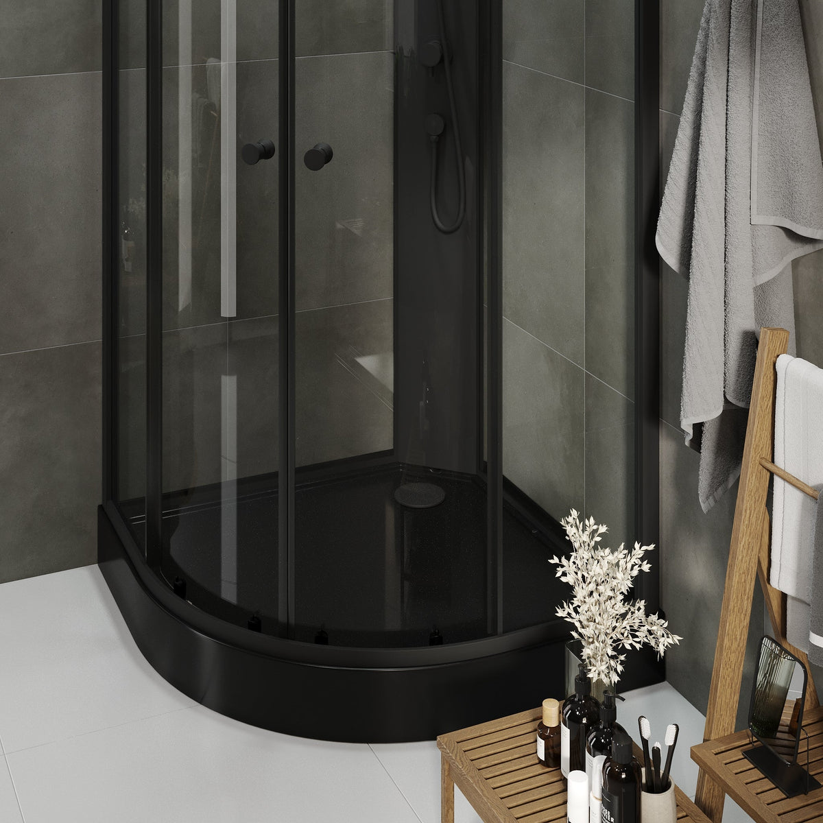 Austin, Shower Cabin Set - Code, Clear/Black - 90 cm - MASTERSTORE - 8595677199468 - Shower Cabin Set - Code - 20 - 090 - 14 - 02 - 02 - 8595677199468