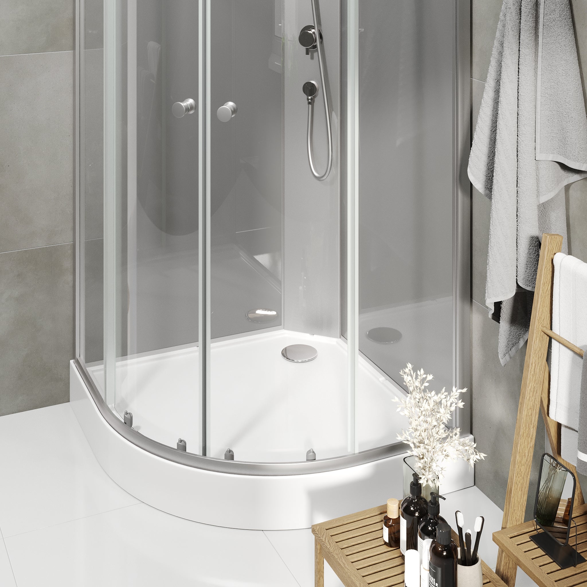 Austin, Shower Cabin Set - Code, Clear/Satin - 90 cm - MASTERSTORE - 8595677199475 - Shower Cabin Set - Code - 20 - 090 - 14 - 67 - 02 - 8595677199475
