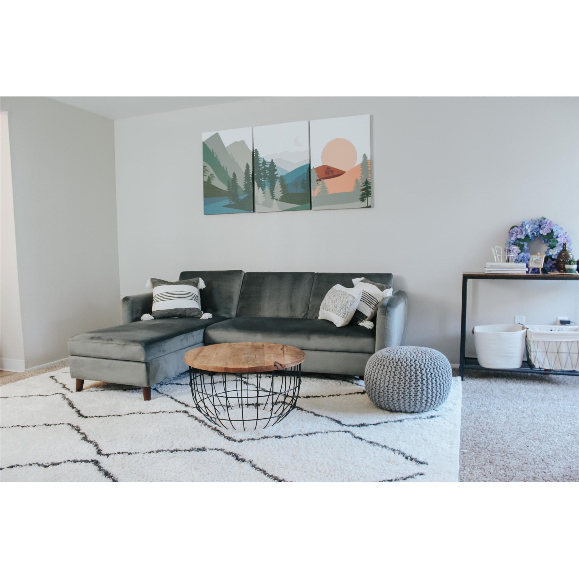 Bäddsoffa med schäslong - 221x154x83 cm - för 3 personer, klädd i sammet - grå - Perry - Bäddsoffor - Bäddsoffa med schäslong - 221x154x83 cm - för 3 personer, klädd i sammet - grå - Perry -