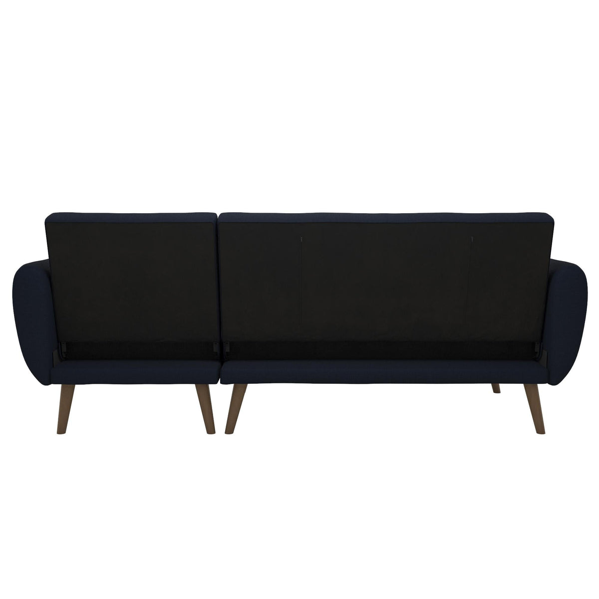 Bäddsoffa med schäslong - 224x141x80 cm - för 3 personer, klädd med linne - blå - Brittany