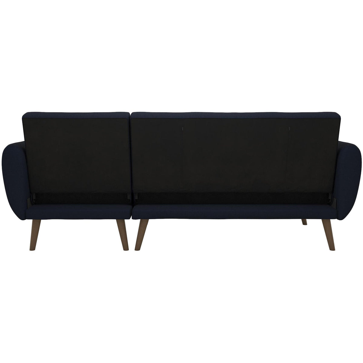 Bäddsoffa med schäslong - 224x141x80 cm - för 3 personer, klädd med linne - blå - Brittany