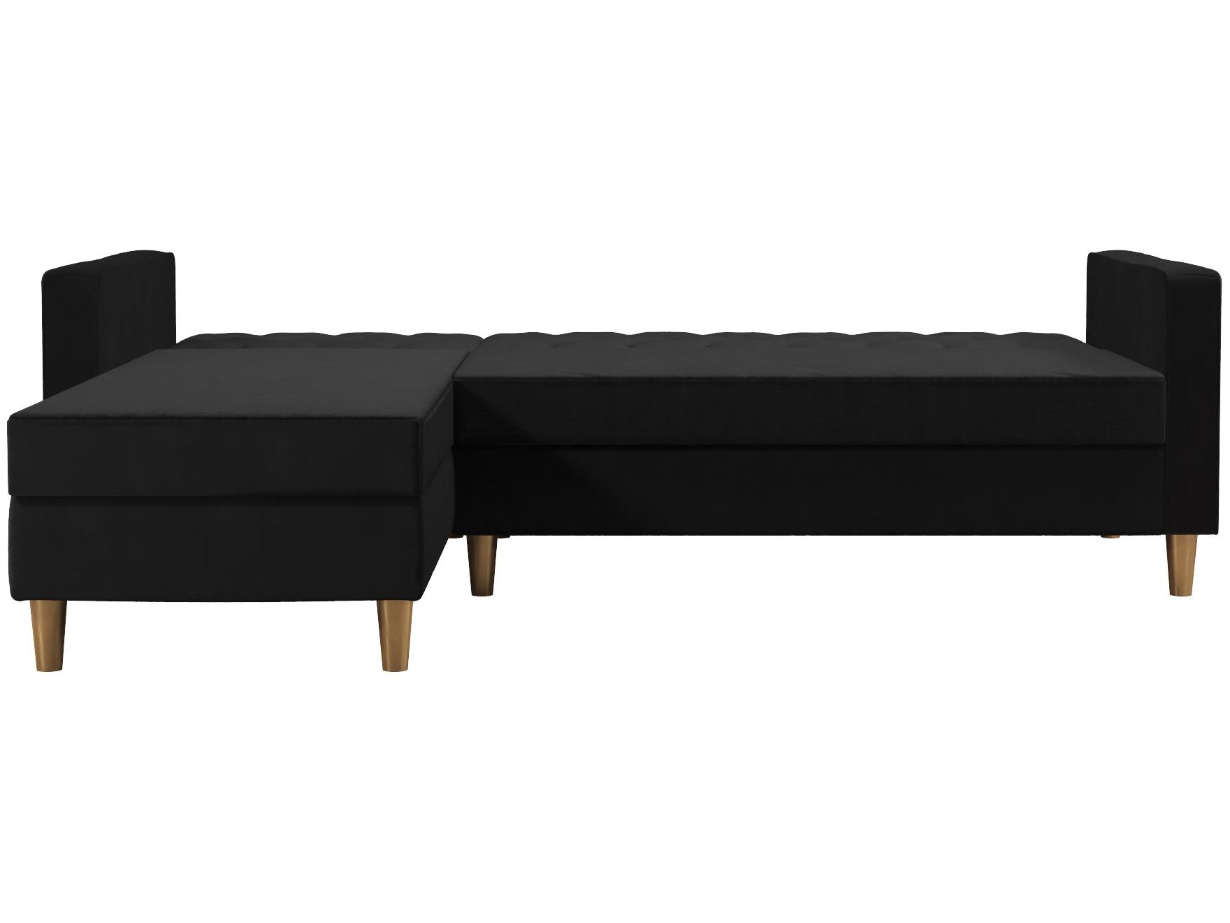 Live 3-sits bäddsoffa med schäslong, svart