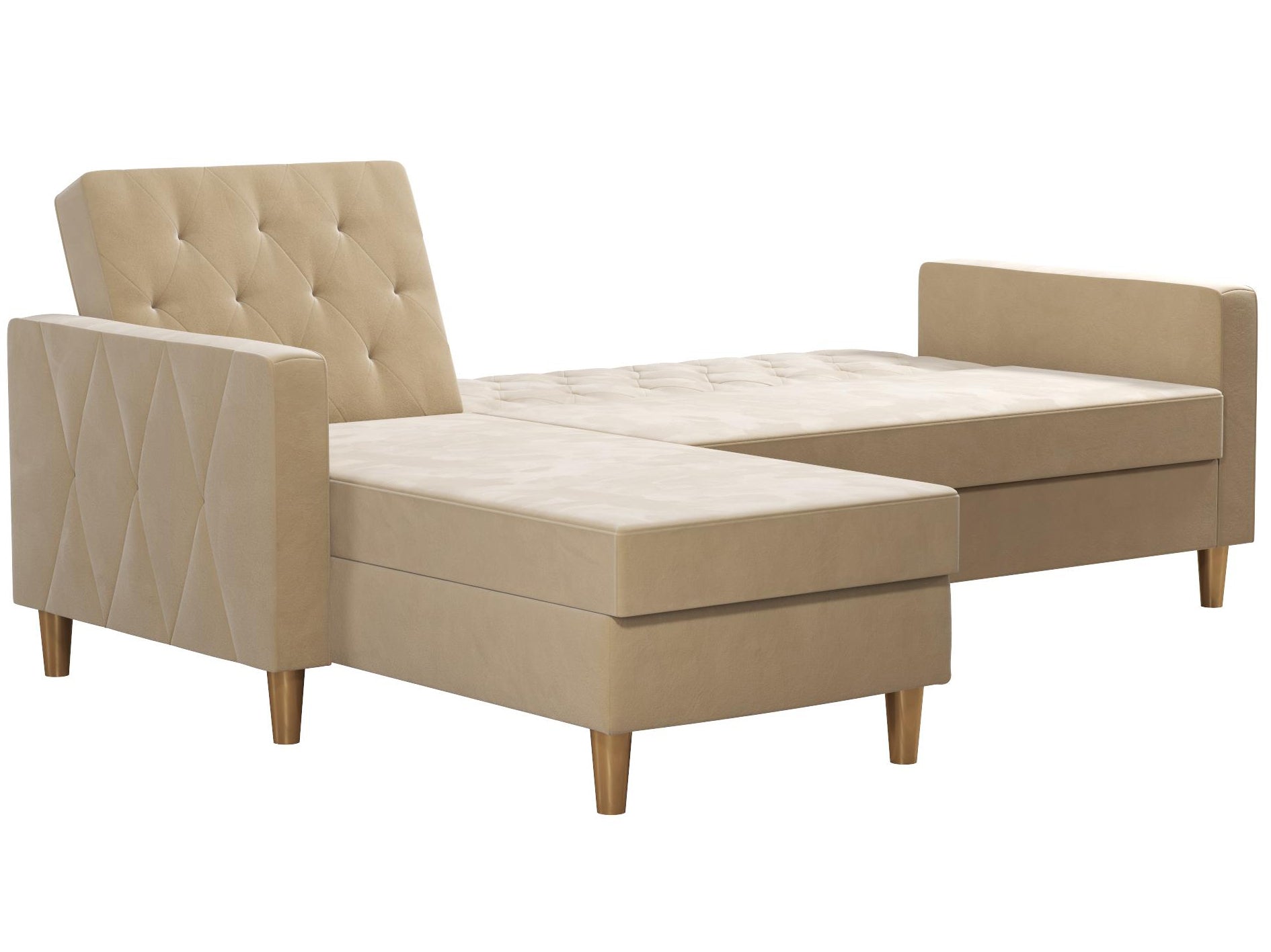 Live 3-sits bäddsoffa med schäslong, vit