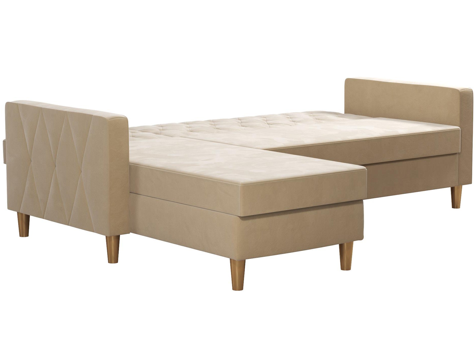 Live 3-sits bäddsoffa med schäslong, vit