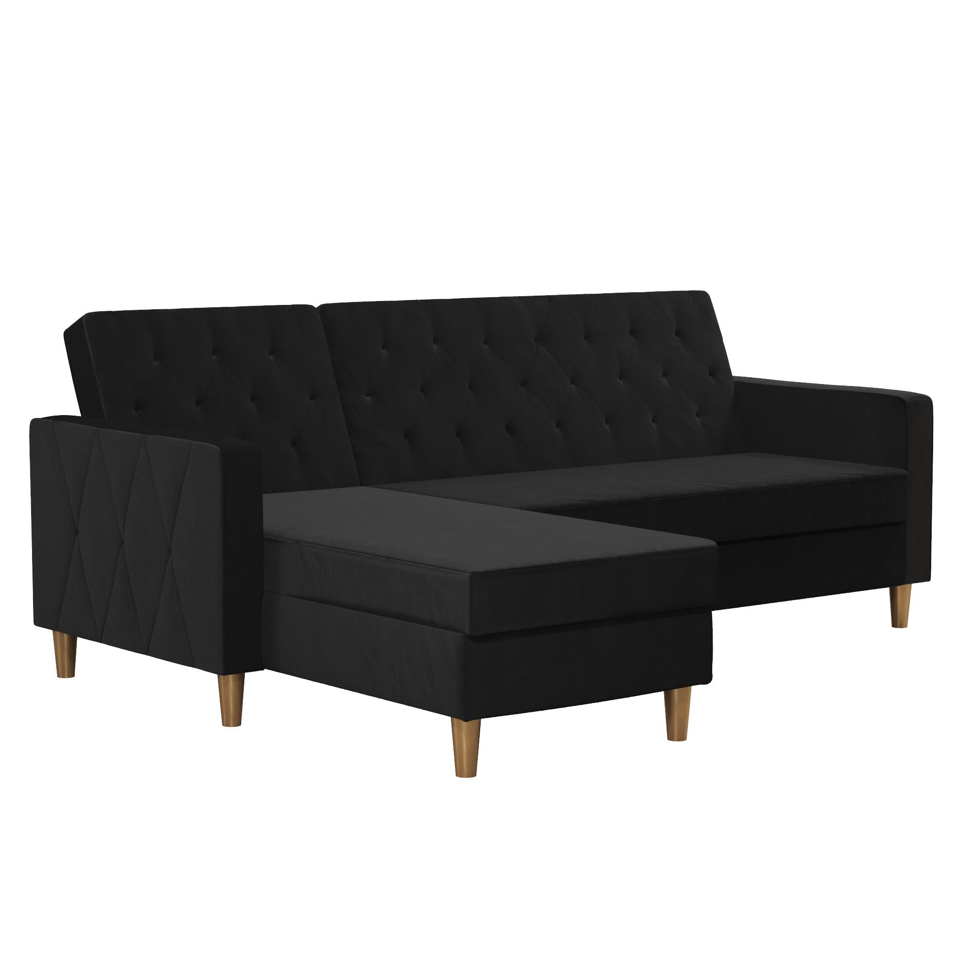 Live 3 - sits bäddsoffa med schäslong, Svart - Bäddsoffor - Live 3 Seater Sofa Bed with Chaise, Black - MASTERSTORE - Sofa beds - 2351079CL -
