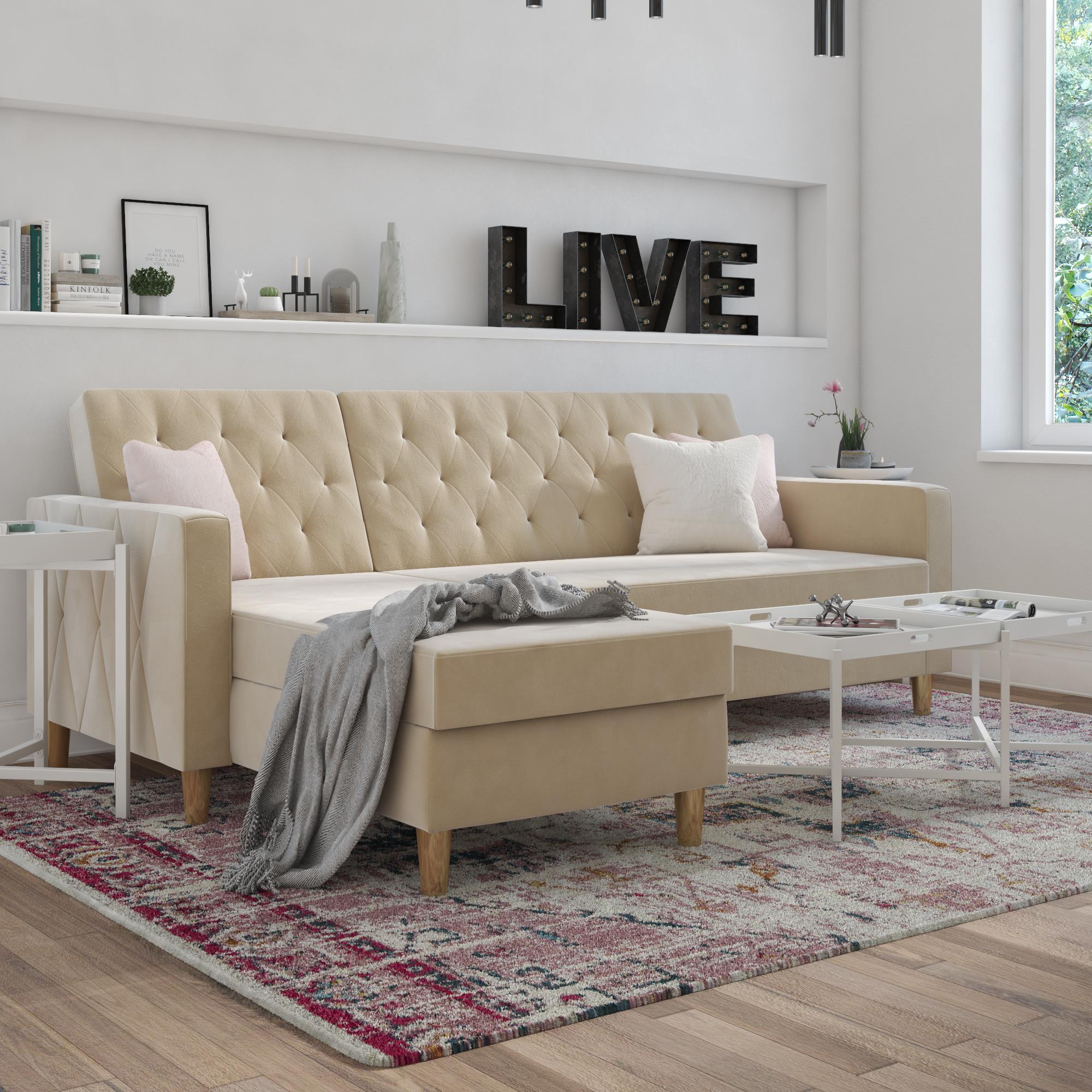 Live 3 Seater Sofa Bed with Chaise, White - MASTERSTORE - - Sofa beds - 2352379CL -