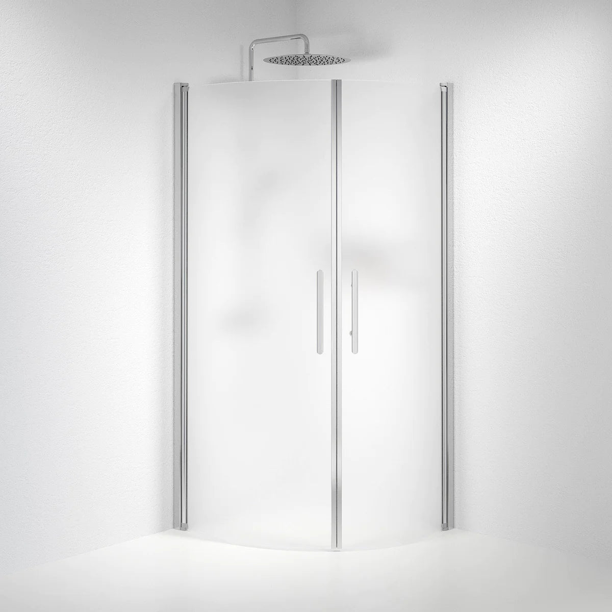 Vänern Duschhörn, Rund, Frostat Glas, Krom Profil
