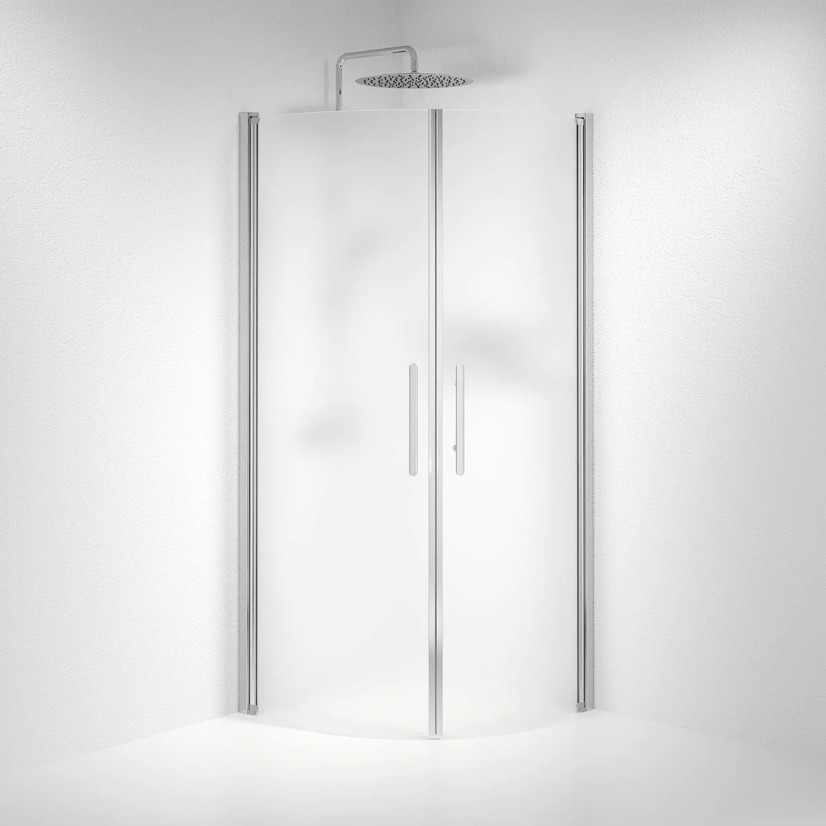 Vänern Duschhörn, Rund, Frostat Glas, Krom Profil