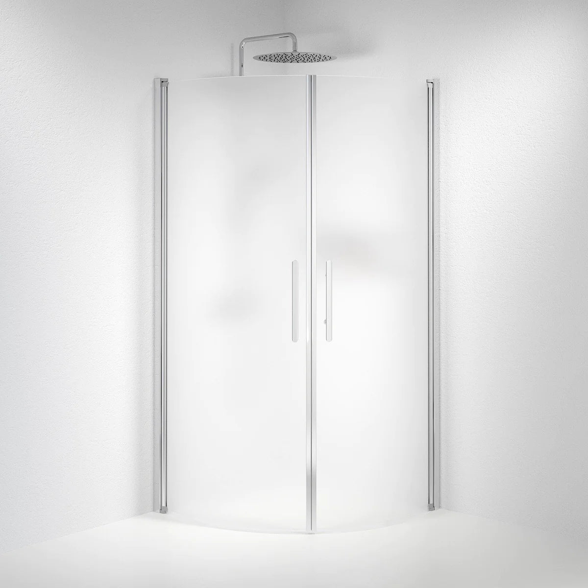 Vänern Duschhörn, Rund, Frostat Glas, Krom Profil