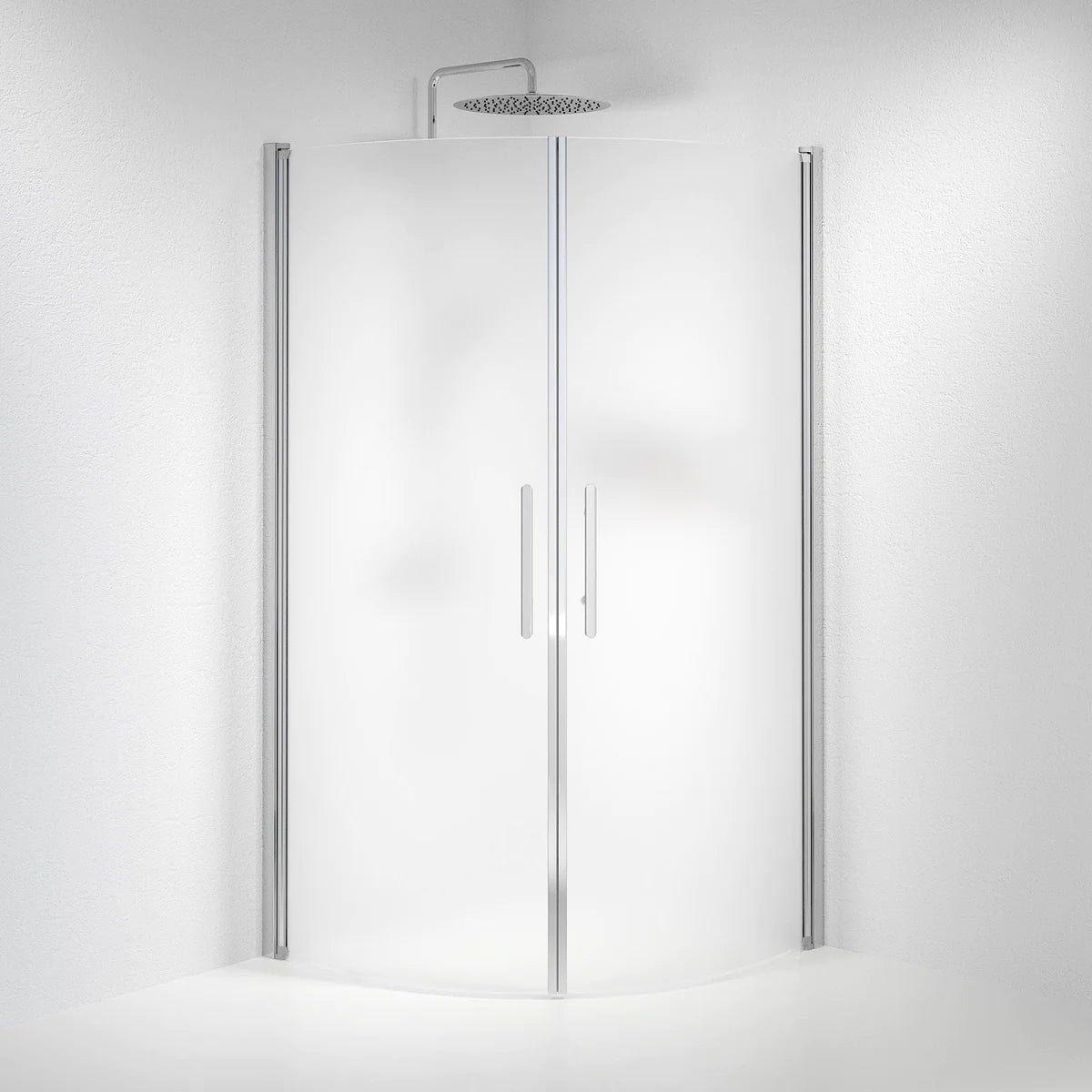 Vänern Duschhörn, Rund, Frostat Glas, Krom Profil