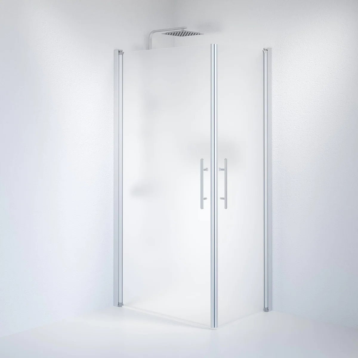 Vänern Duschhörn, Rak, Frostat Glas, Borstad Aluminium Profil