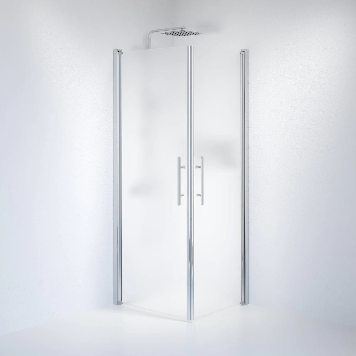 Vänern Duschhörn, Rak, Frostat Glas, Krom Profil