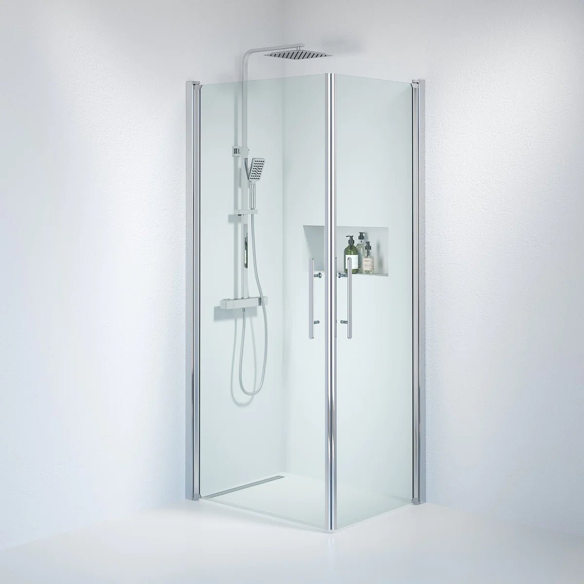 Vänern Duschhörn, Rak, Klarglas, Krom Profil