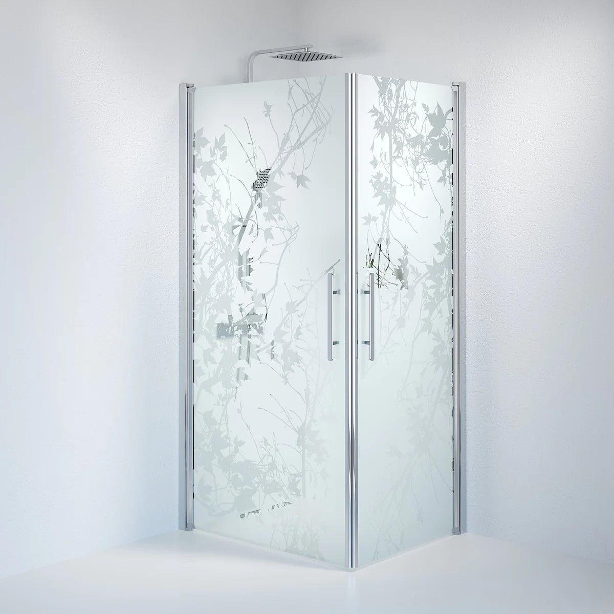 Vänern Duschhörn, Rak, Frostat Decor Glas, Krom Profil