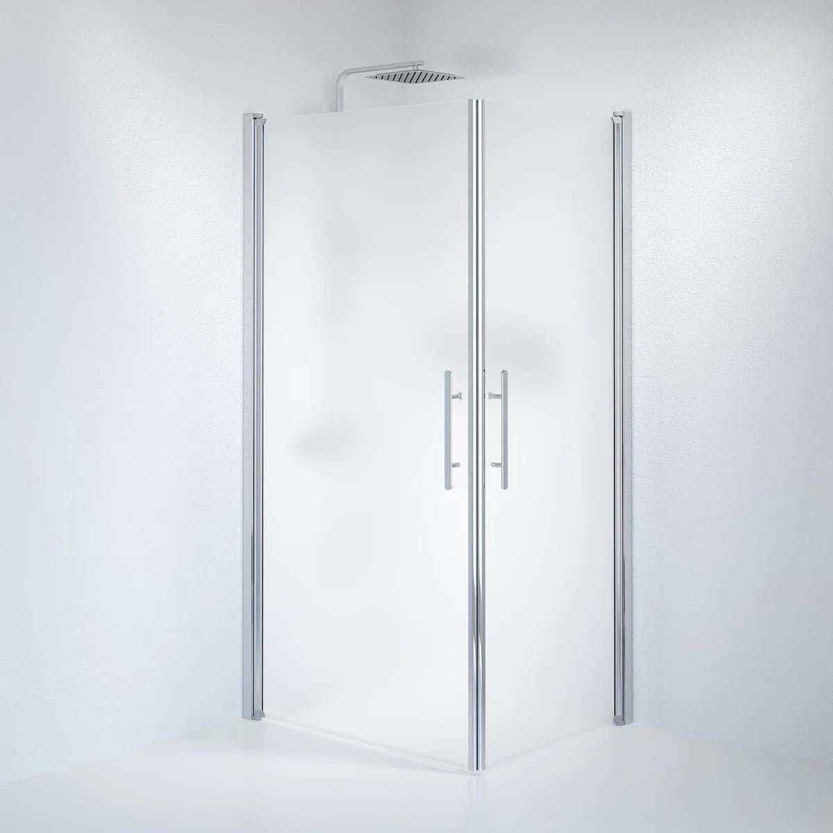 Vänern Duschhörn, Rak, Frostat Glas, Krom Profil
