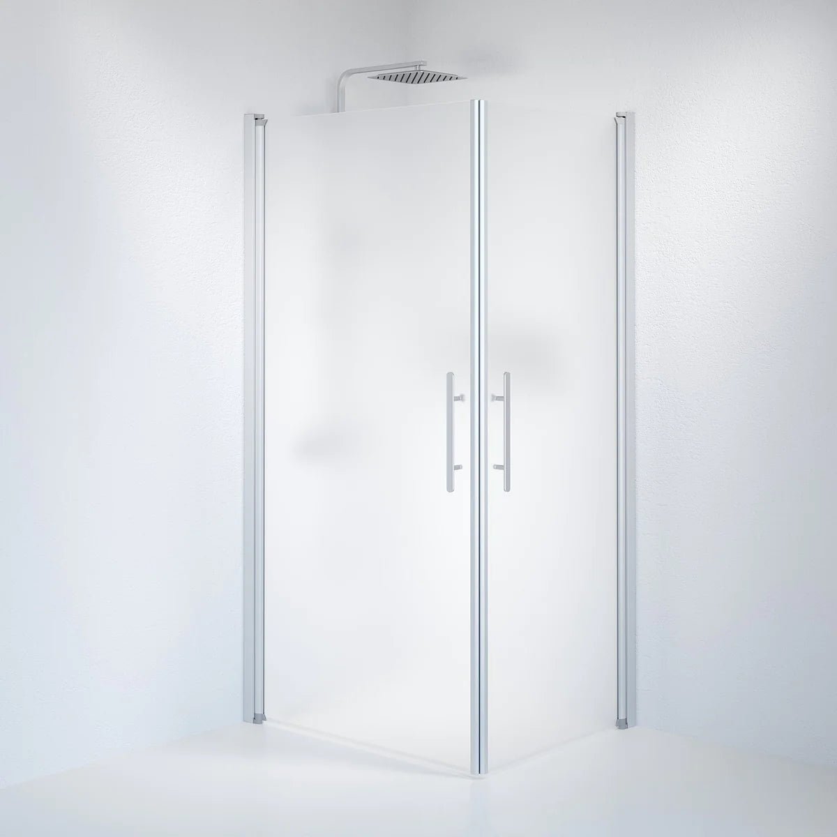 Vänern Duschhörn, Rak, Frostat Glas, Borstad Aluminium Profil