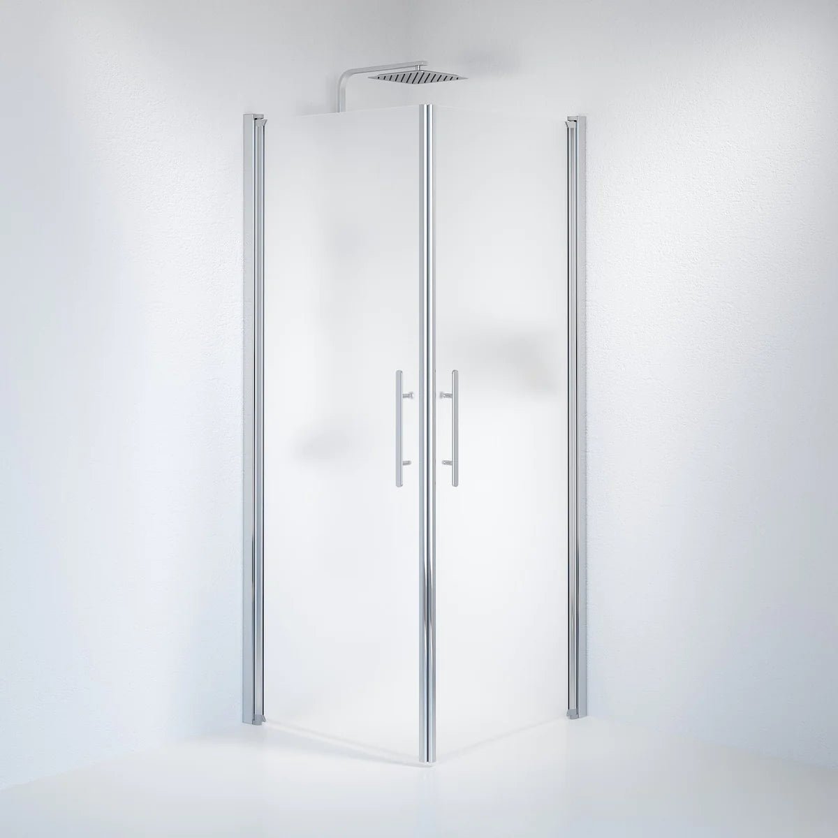 Vänern Duschhörn, Rak, Frostat Glas, Krom Profil