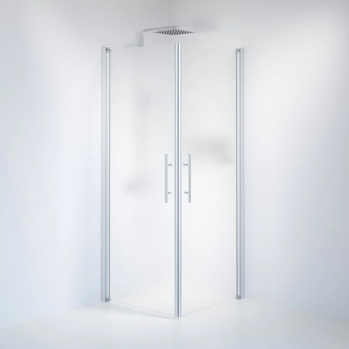 Vänern Duschhörn, Rak, Frostat Glas, Borstad Aluminium Profil